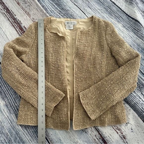 Other WORTH Women's Tan Textured Cotton-Wool-Linen Blend Blazer Ja Size S / US 4 / IT 40 - 7 Thumbnail