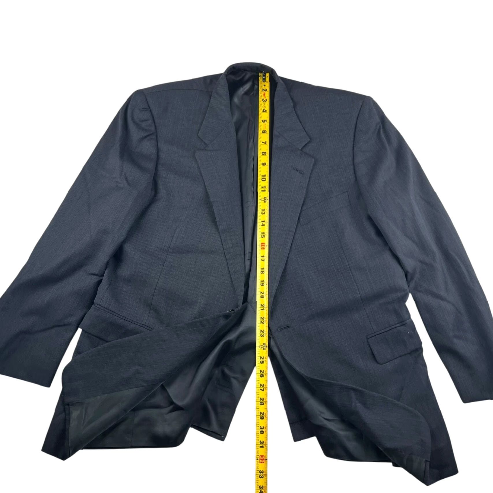 Vintage VINTAGE Hickey Freeman Men’s Blazer Jacket 46R Wool Blue/Gray Two-Button 2-Button Single-Vented Notch Lapel Mens Size 46R - 5 Thumbnail