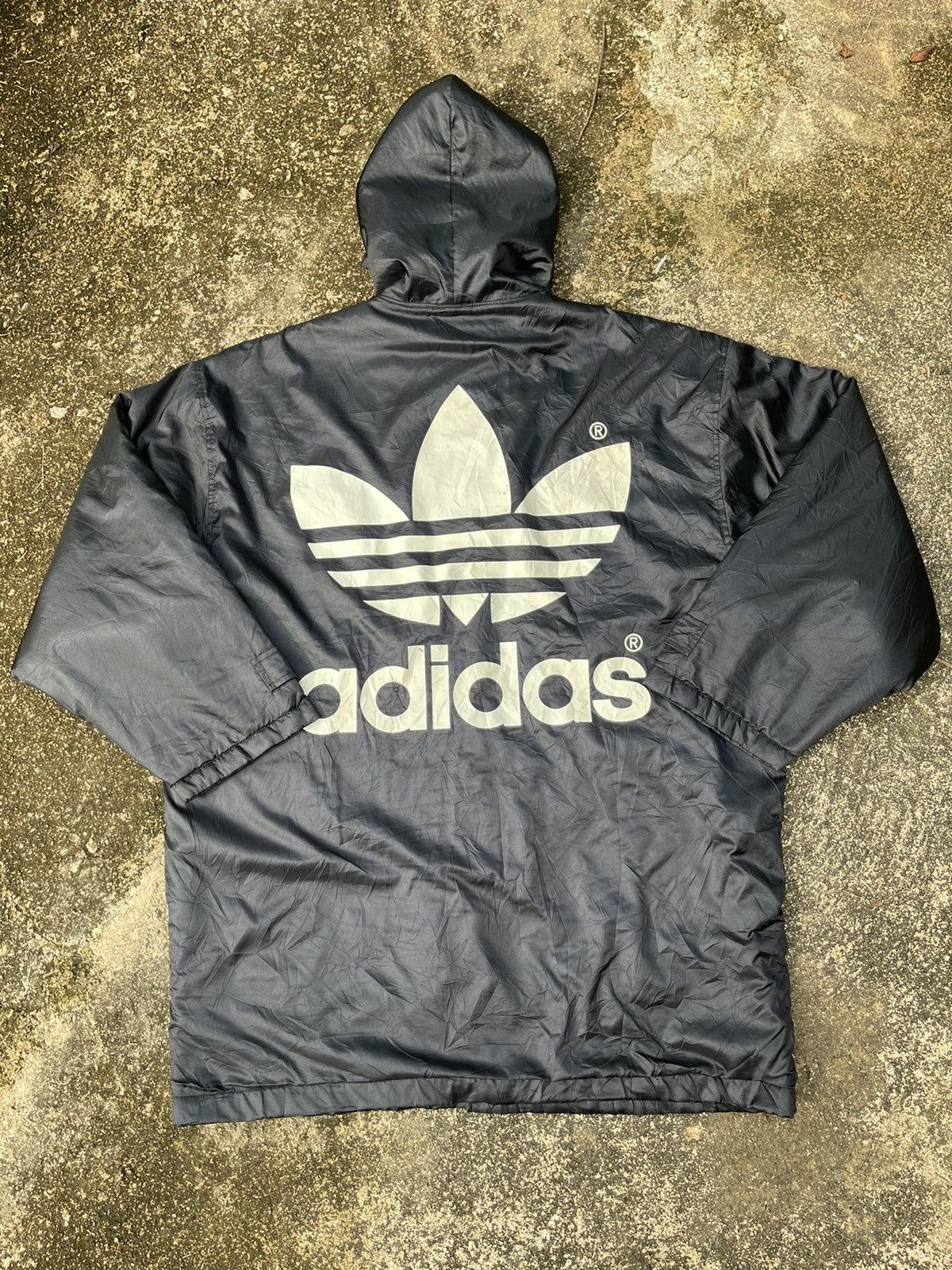 Adidas Vintage Adidas Trefoil Hooded Coach Jacket (Fleece-Lined) Size US L / EU 52-54 / 3 - 1 Thumbnail