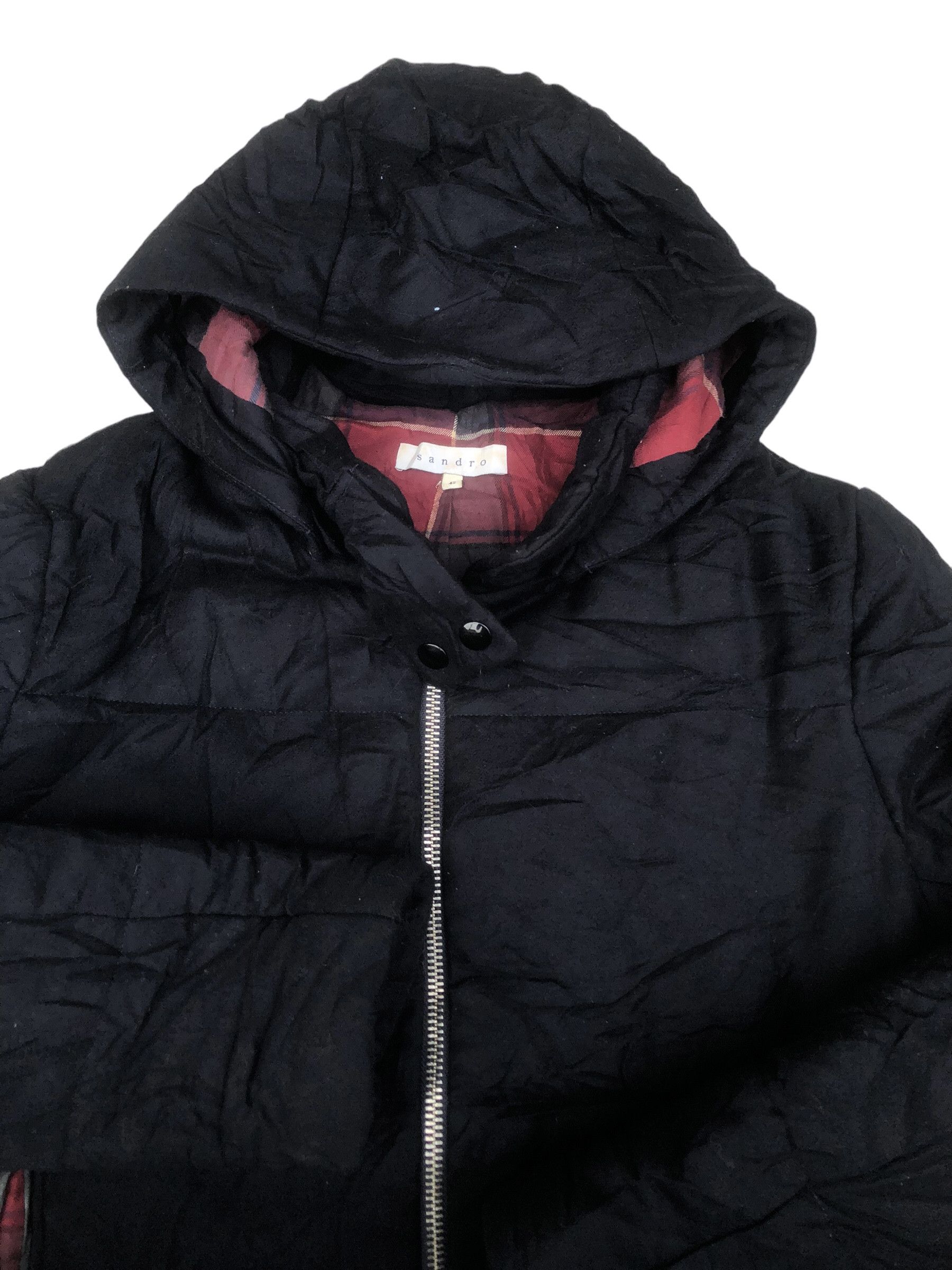 SANDRO Paris Wool Puffer Down Zipper Jacket Hoody Designer