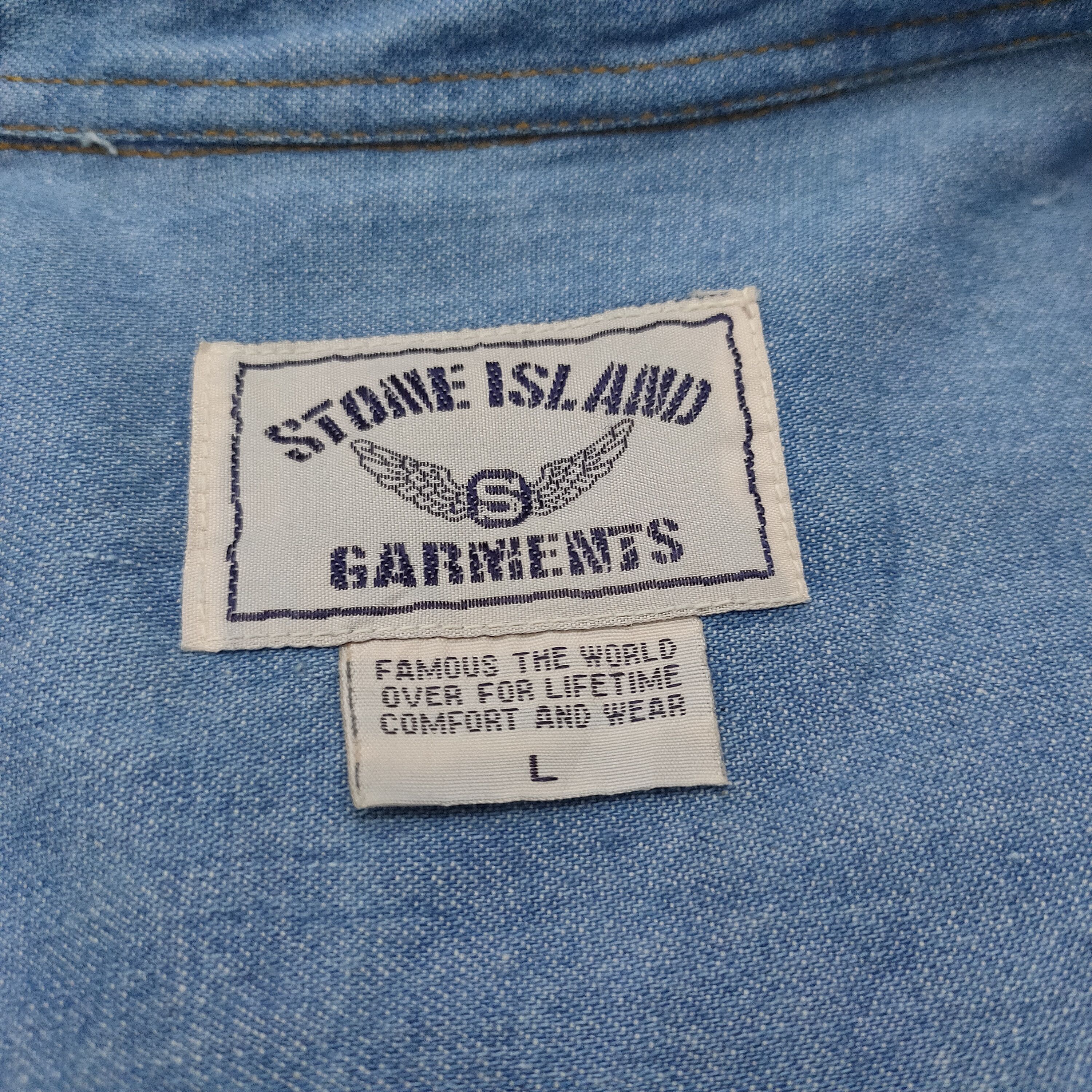 Stone Island Stone Island Garment Denim Short Sleeve Shirt Workwear Style Size US L / EU 52-54 / 3 - 7 Thumbnail