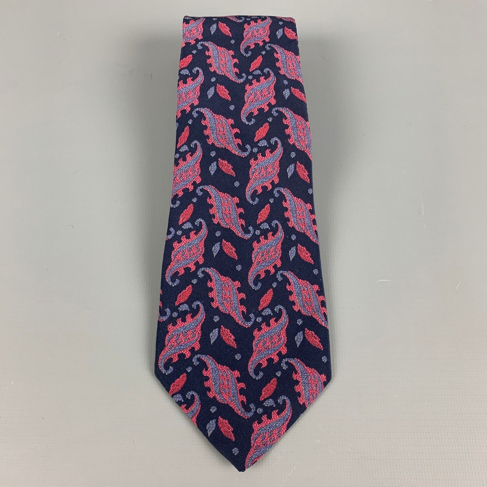 Valentino VALENTINO Navy Multi-Color Paisley Silk Tie Size ONE SIZE - 2 Thumbnail