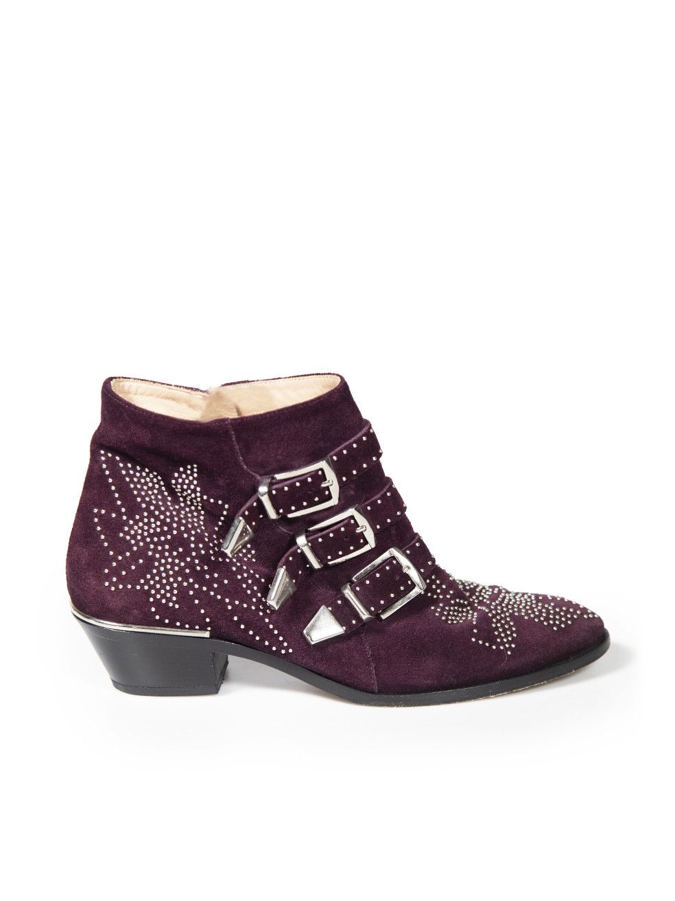 Purple Suede Susanna Studded Ankle Boots