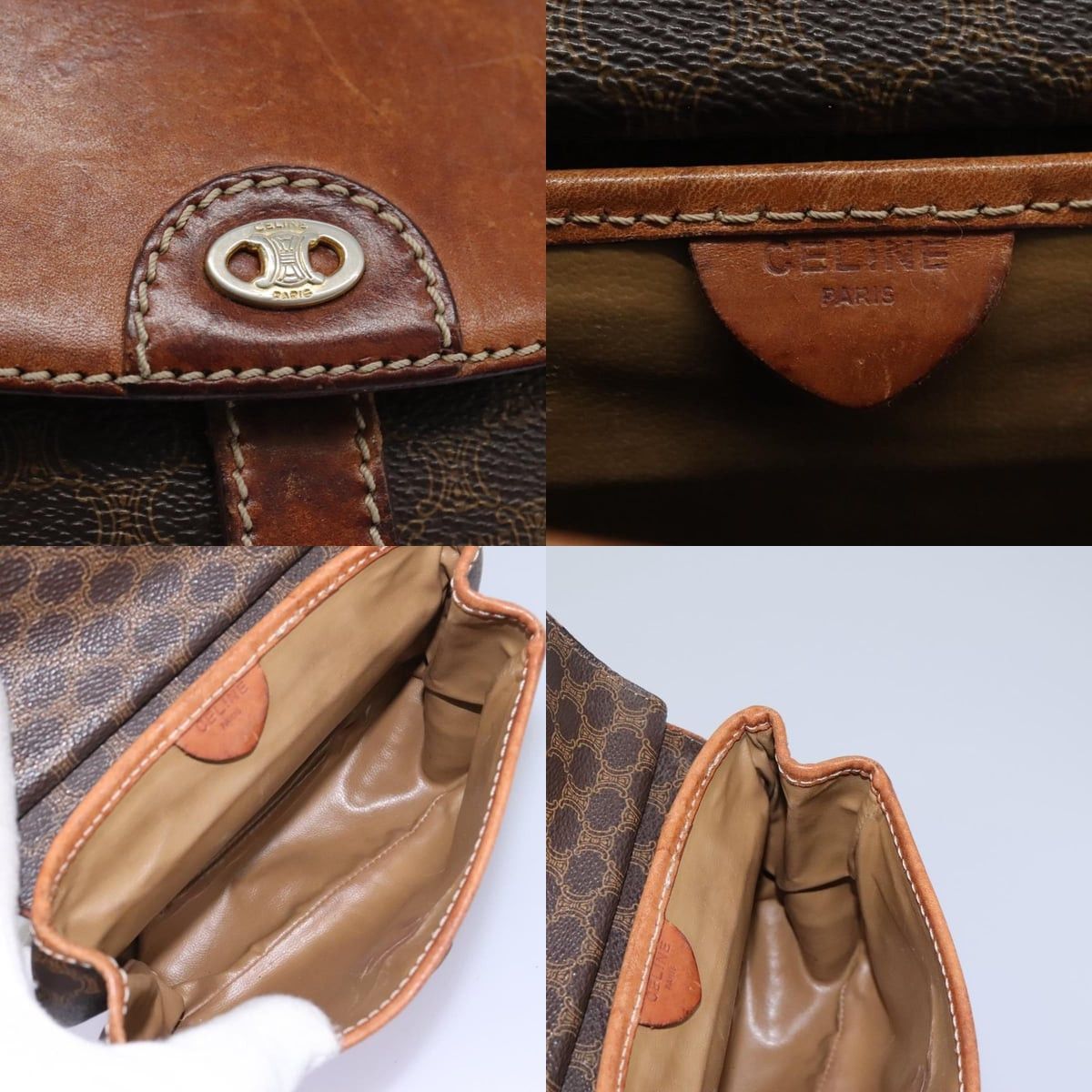 Celine CELINE Macadam Canvas Shoulder Bag Pvc Leather Brown Size ONE SIZE - 11 Thumbnail