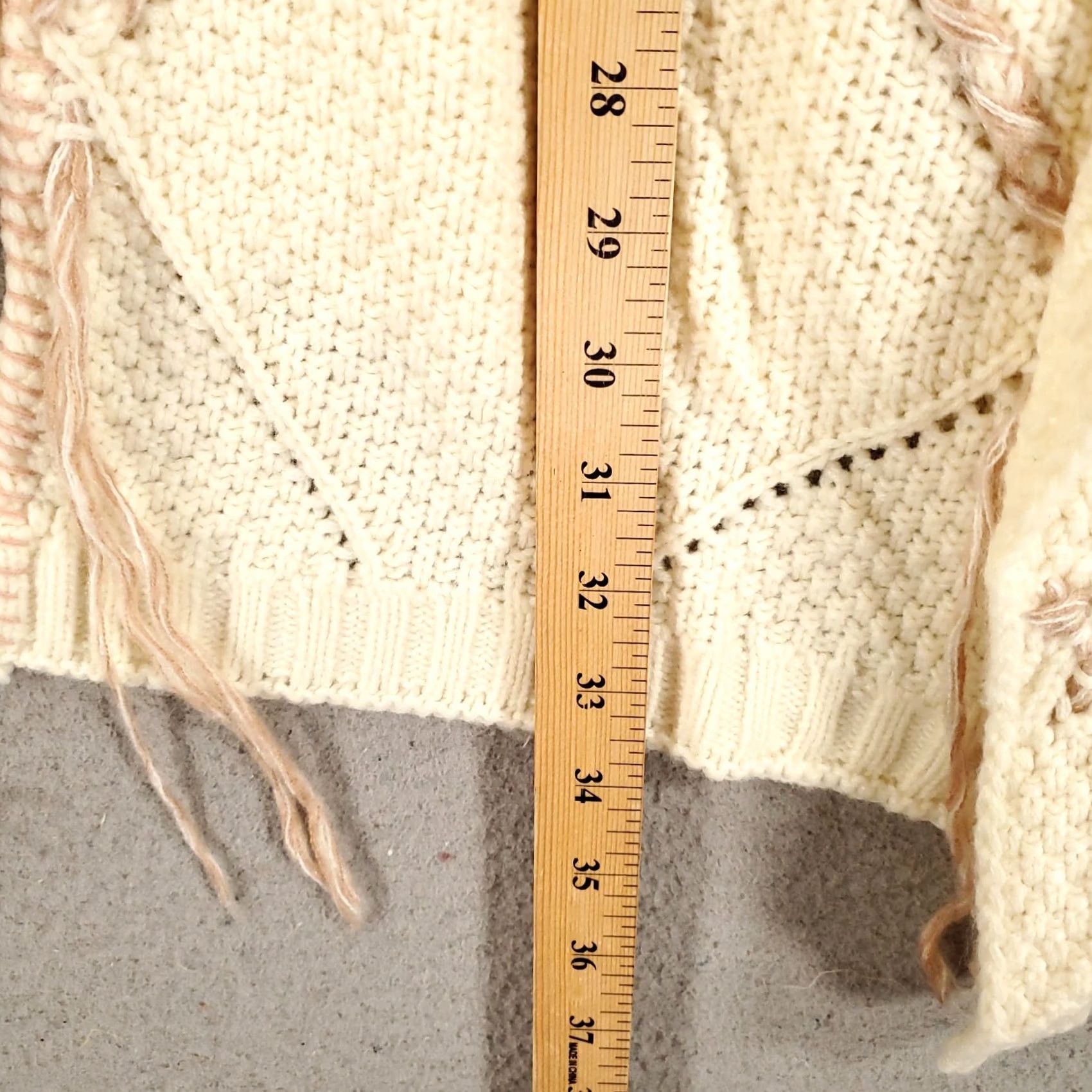 Vintage Knox Rose Cardigan XL Ivory Pink Open Front Knit Oversized Boho Shirt Womens Size XL / US 12-14 / IT 48-50 - 3 Thumbnail