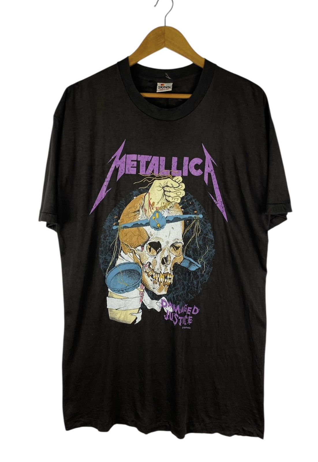 Metallica Rare🔥Vintage 80s Metallica Damaged Justice Pushead Shirt Size US L / EU 52-54 / 3 - 1 Thumbnail