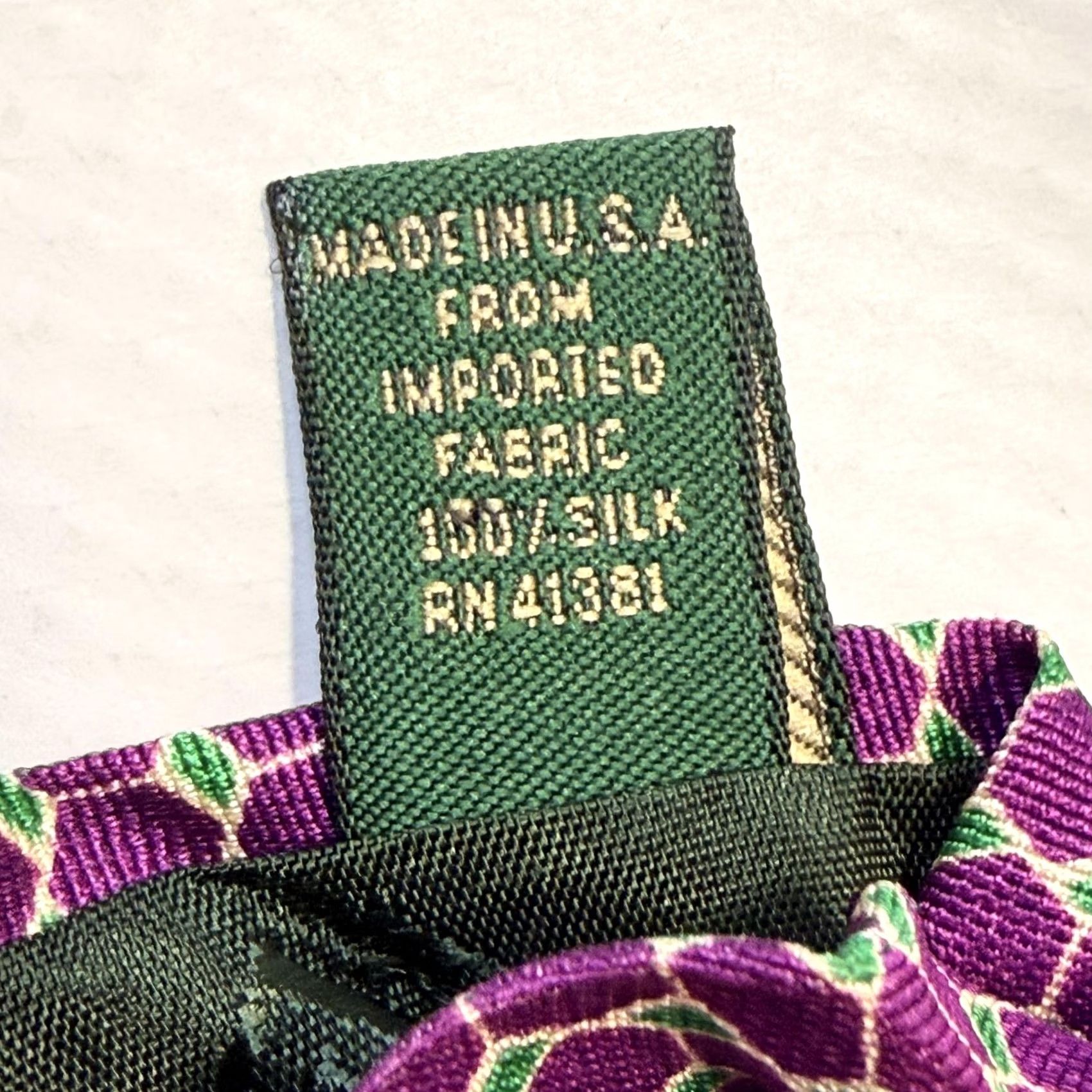 Ralph Lauren VINTAGE? No; (But original not vintage) Lauren Ralph Lauren Silk Necktie Mens One Size Purple Green Geometric USA Made Size ONE SIZE - 5 Thumbnail