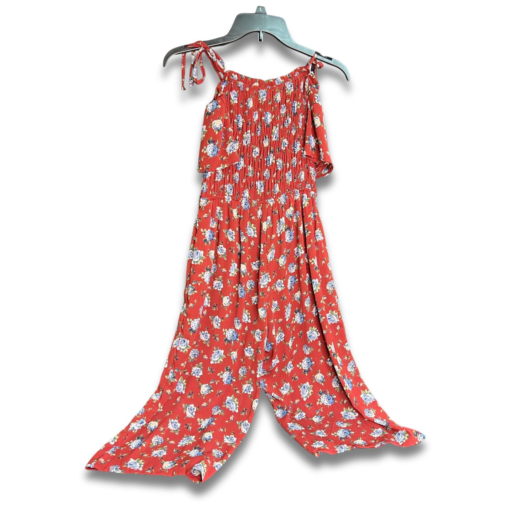Other Red Floral Print Strappy Jumpsuit With Smocked Top & Flowing Size S / US 4 / IT 40 - 3 Thumbnail