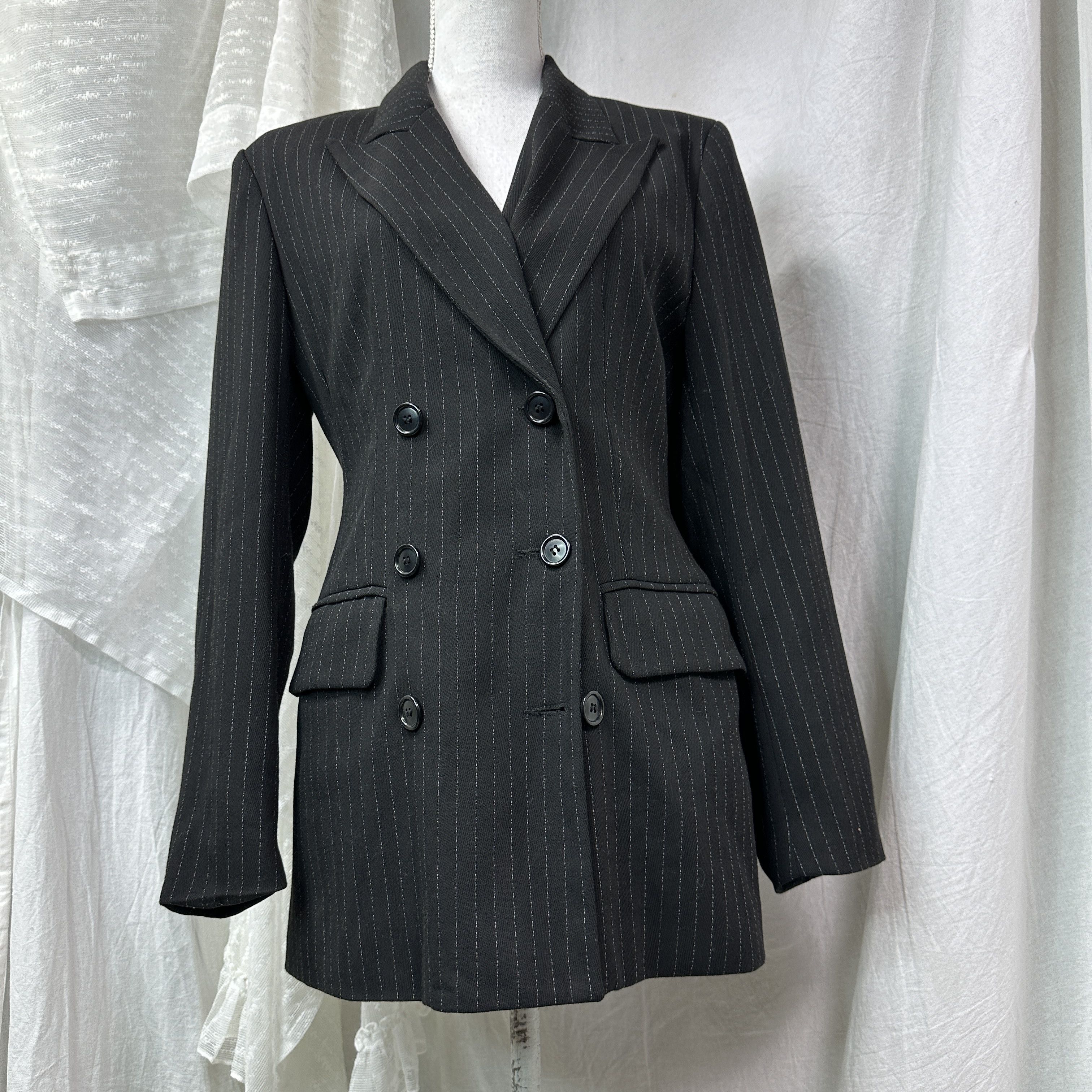 Vintage Vintage Classy Pinstripe Two-Row Blazer Y2K Size L / US 10 / IT 46 - 6 Thumbnail