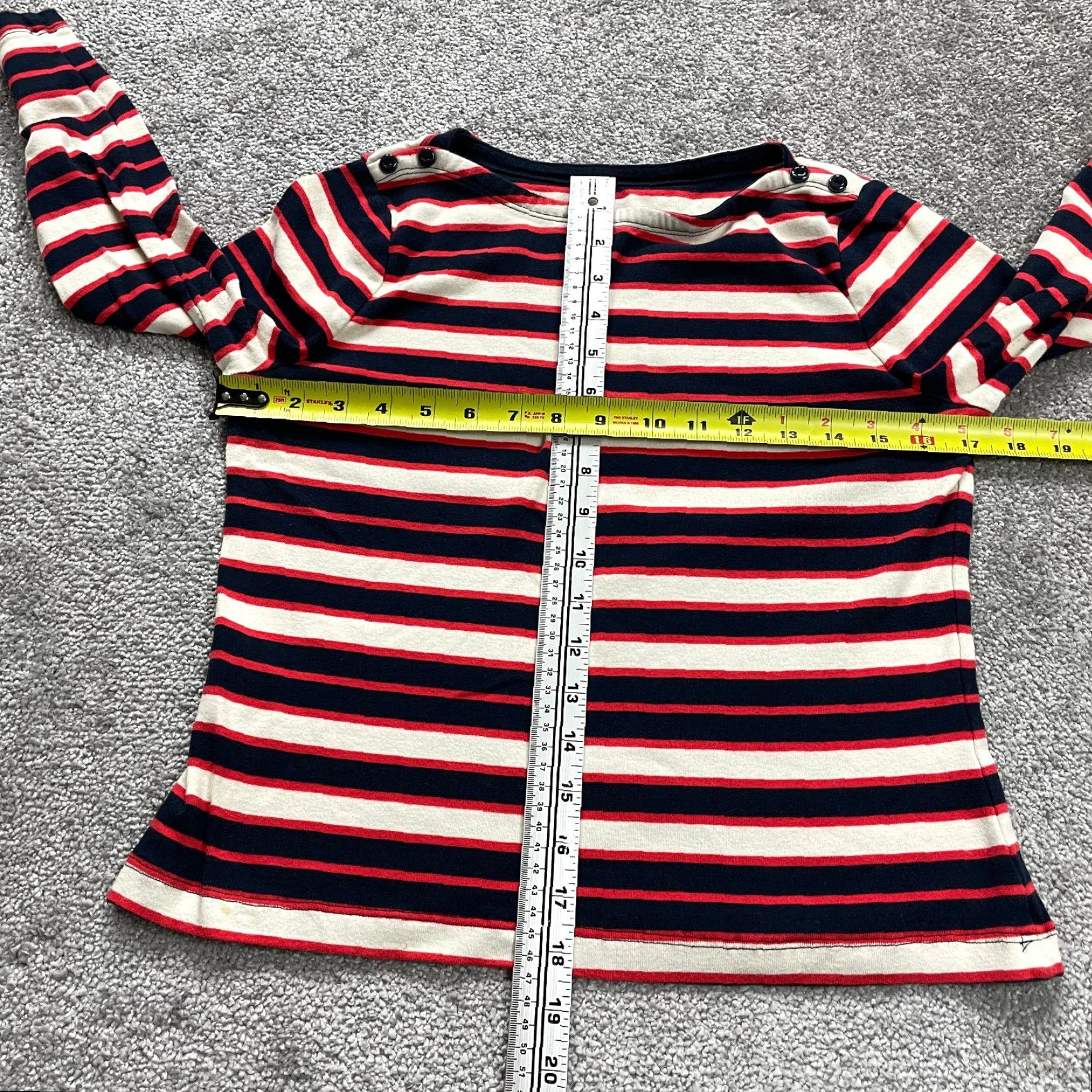 Lands' End VINTAGE Lands' End Women's Shirt Small 6-8 Casual Long Sleeve Striped Cotton Blue Red Women's Size S / US 4 / IT 40 - 4 Thumbnail