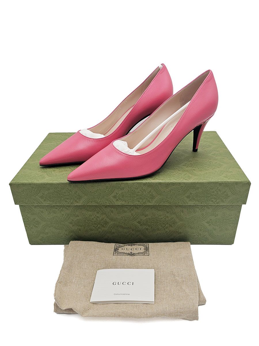 Gucci Gucci Pink Leather Mid Heel Pumps Women’s Shoes Size 39 US 9 Size US 9 / IT 39 - 1 Thumbnail