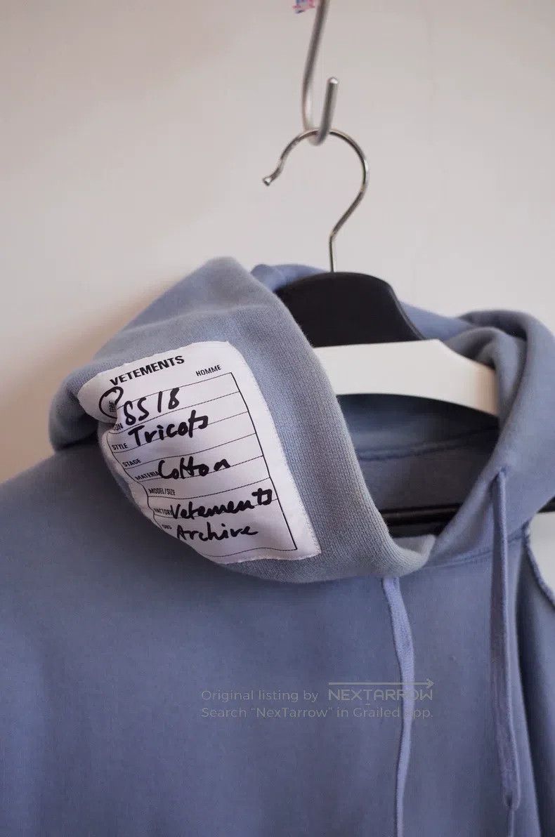 Vetements Vetements Misty Blue Off-Shoulder Hoodie Size US S / EU 44-46 / 1 - 2 Thumbnail