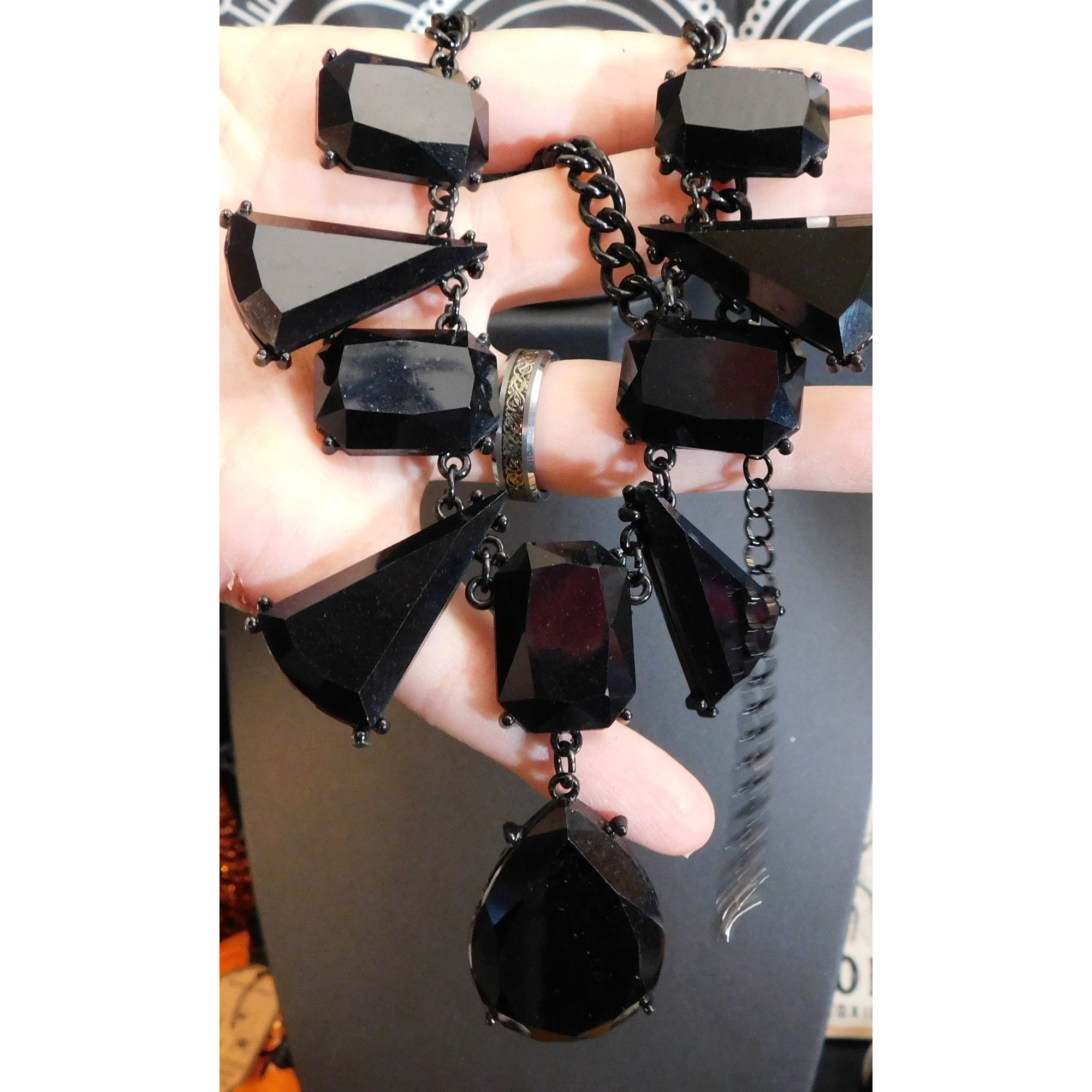 Other Vintage Gothic Chunky Gemmed Statement Necklace Size ONE SIZE - 2 Thumbnail