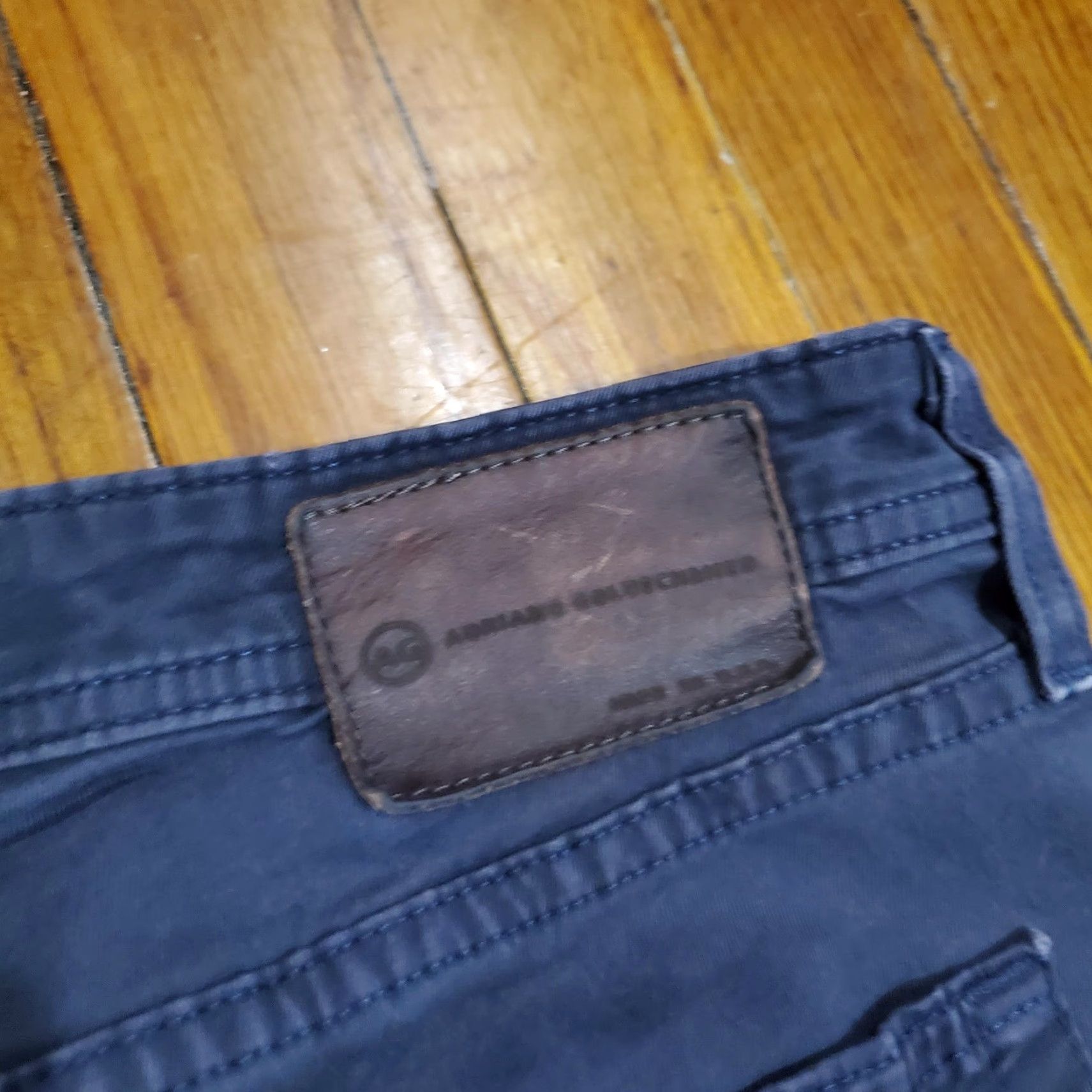 Vintage AG Adriano Goldschmied The Everett Pants Mens 36 Navy Slim Straight Chino Cotton PU 98% 2% Made USA Casual Zip Front Pockets Belt Loops 32 In Inseam Size US 36 / EU 52 - 4 Thumbnail