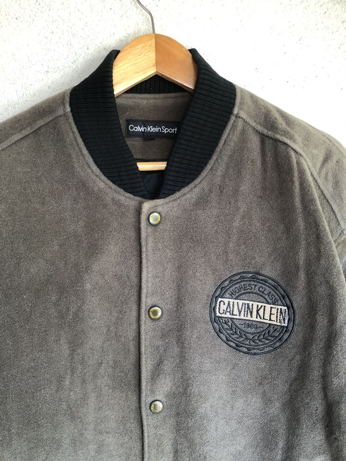 Calvin Klein × Japanese Brand × Vintage Vintage Calvin Klein Sport Varsity Half Leather Jacket Size US L / EU 52-54 / 3 - 5 Thumbnail