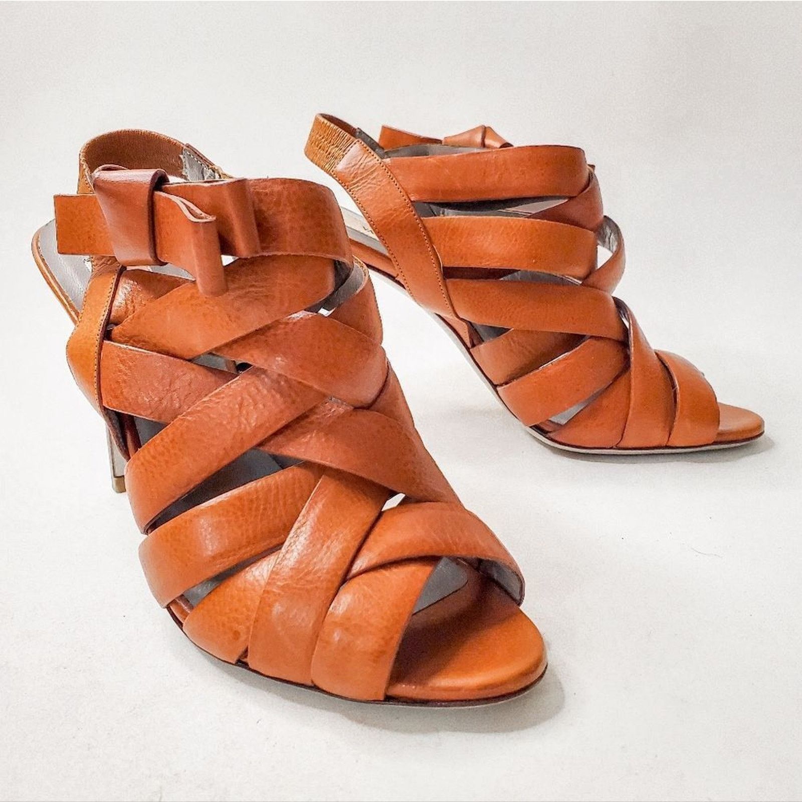 Valentino Valentino Brown Leather Peep Toe Sandals with Bows Size 36.5 Size US 6.5 / IT 36.5 - 1 Thumbnail