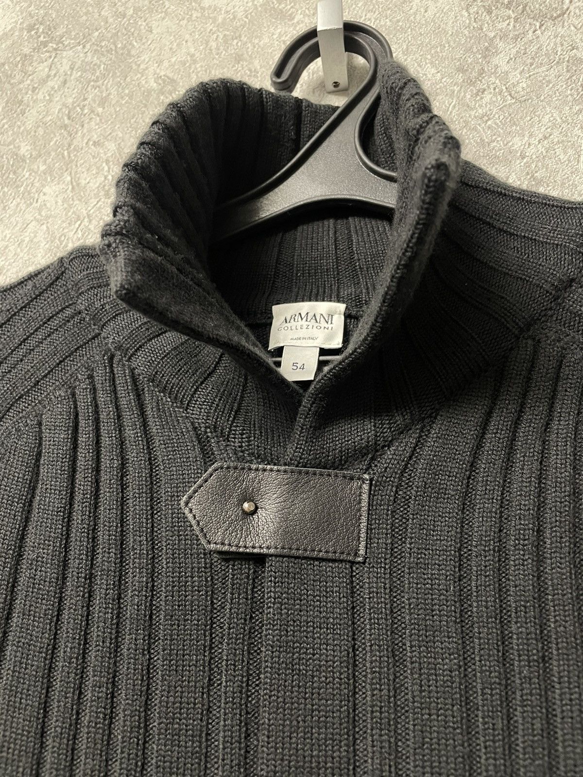 Armani Collezioni Vintage Armani Collezioni Black Wool Ribbed Sweater Luxury Size US L / EU 52-54 / 3 - 6 Thumbnail