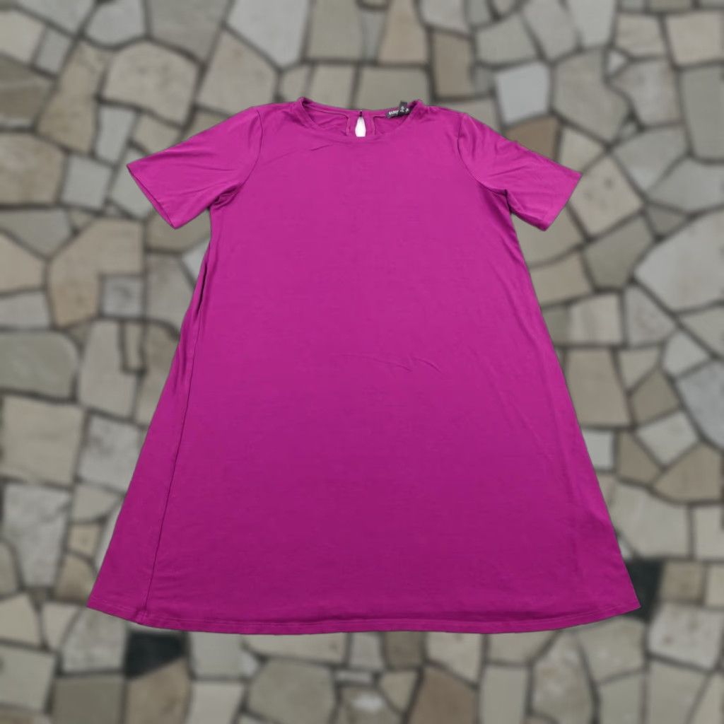 Eileen Fisher Dress Womens Petite Medium Purple A Line Shift Short Sleeve  Knit