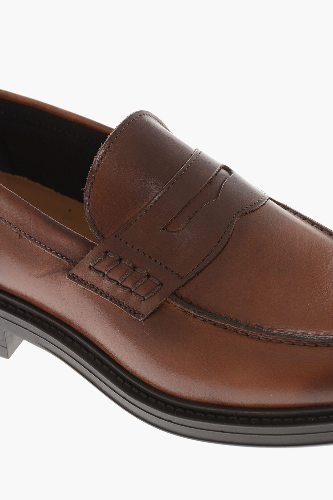 Testoni og1mm0226 Brushed Leather Penny Loafers in Brown Size US 11 / EU 44 - 4 Thumbnail
