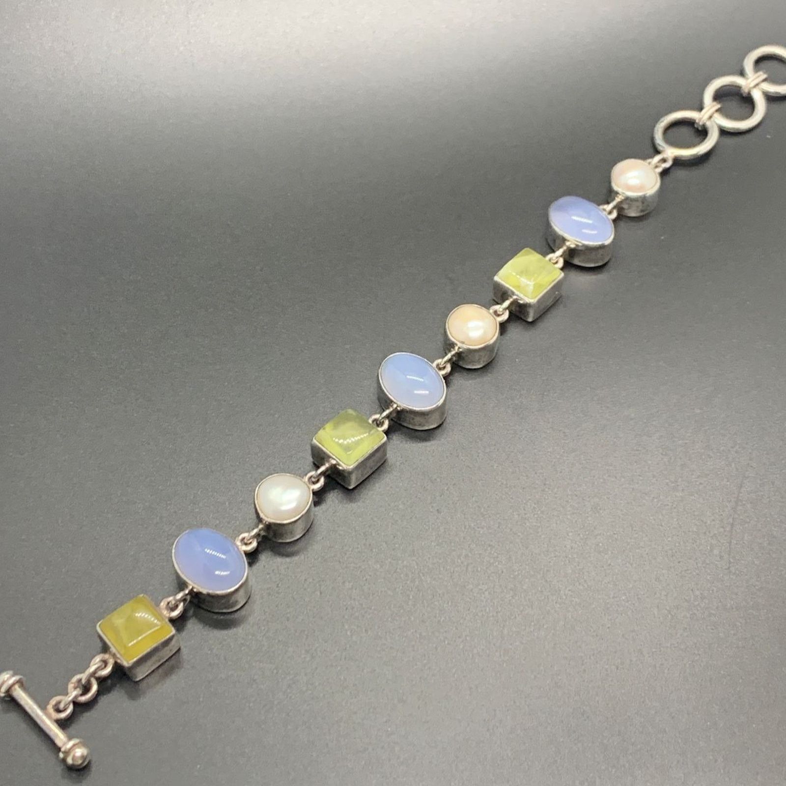 Other Starborn 925 Sterling Silver Pearl Gemstone Toggle Bracelet Size ONE SIZE - 3 Thumbnail