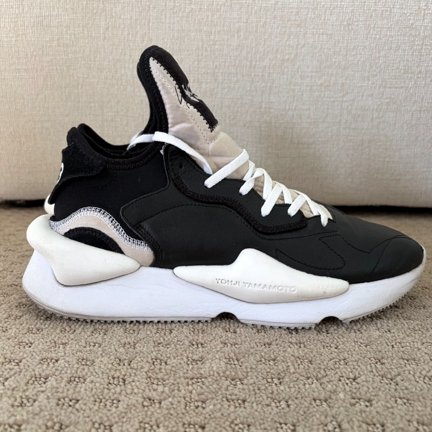 Adidas ADIDAS Y-3 Kaiwa Sneaker Black White Panda BC0908 Men US 10 Rare Shoes, Leather Upper, Rubber Outsole, Lace Up, Casual Activewear Size US 10 / EU 43 - 2 Thumbnail