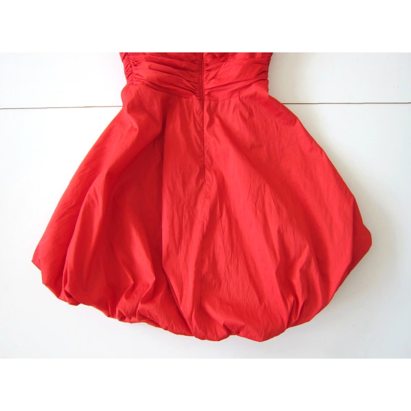 Vintage VINTAGE Betsy & Adam Linda Bernell Red Satin Ruched Puff Halter Party Cocktail Dress 4 Size S / US 4 / IT 40 - 5 Thumbnail