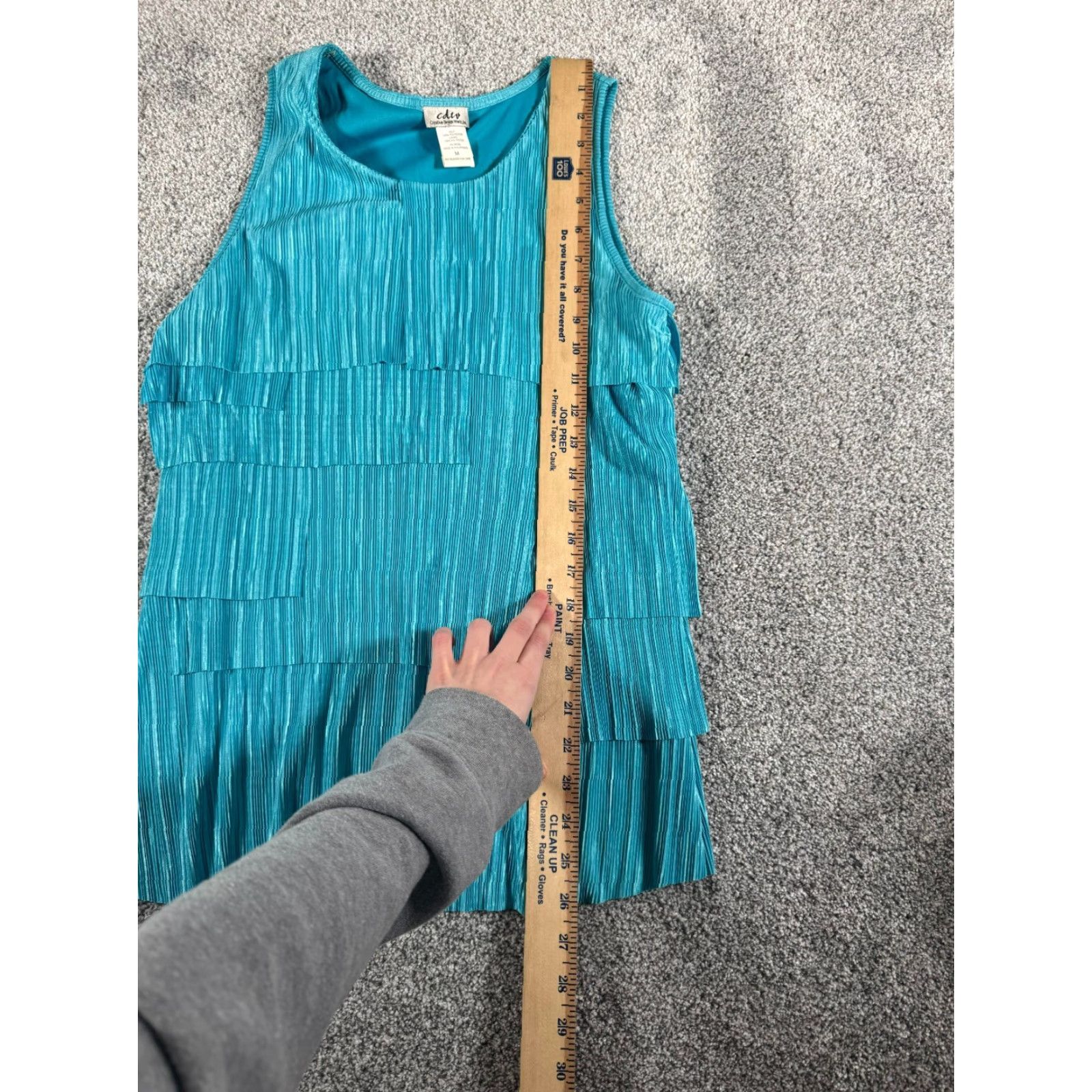 AQUA CDW Tank Women M Blue Tiered Medium Textured Pleated Satin Retro Aqua Blue Party Casual 90s Size M / US 6-8 / IT 42-44 - 6 Thumbnail