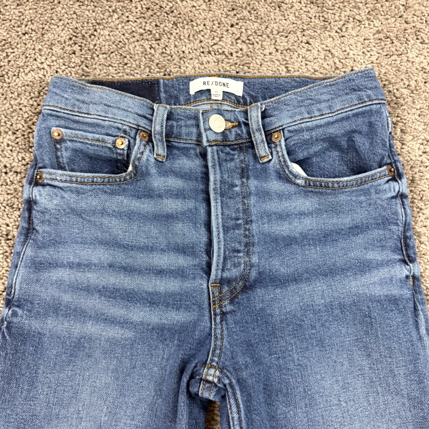 RE/DONE RE/DONE Jeans Women 25 Skinny Ankle Crop High Rise Distressed Denim Blue 24x27 Stretch Regular 90s? Size 42" / US 20 - 2 Thumbnail
