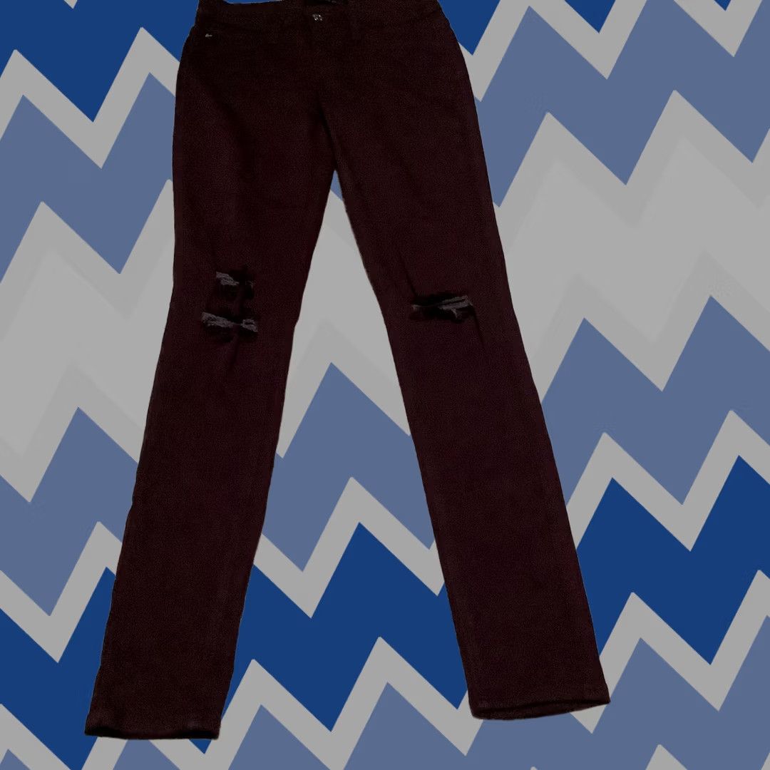 Vintage KanCan Maroon Burgundy Distressed Skinny Jeans - Size 26 - Womens - Regular Size 26" / US 2 / IT 38 - 1 Thumbnail