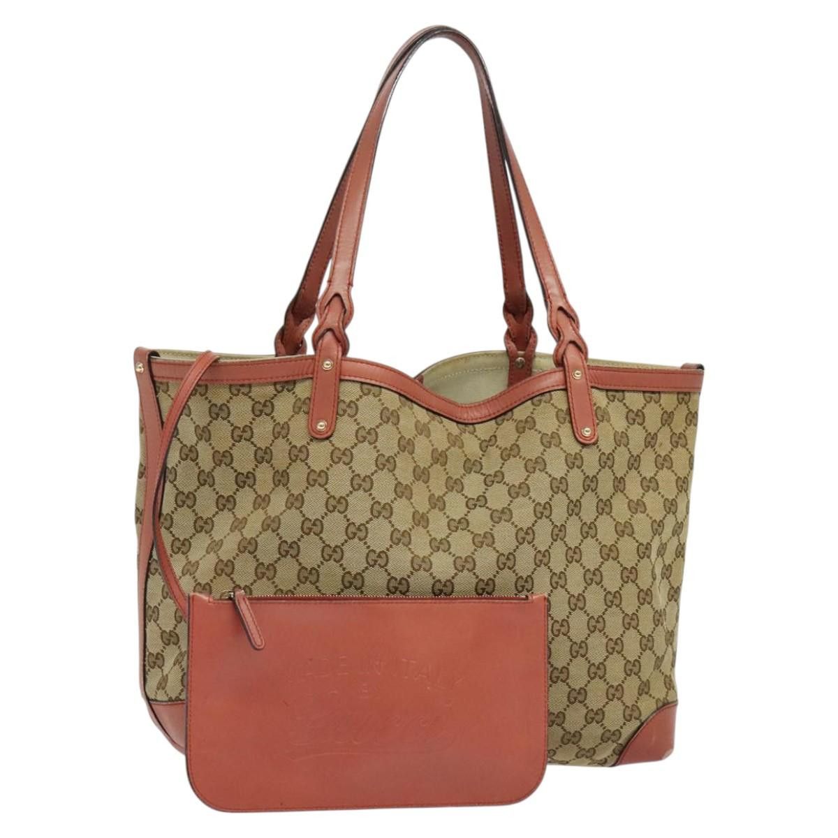 Gucci GG Canvas Tote Bag Beige 247209 Auth 123859, Women's