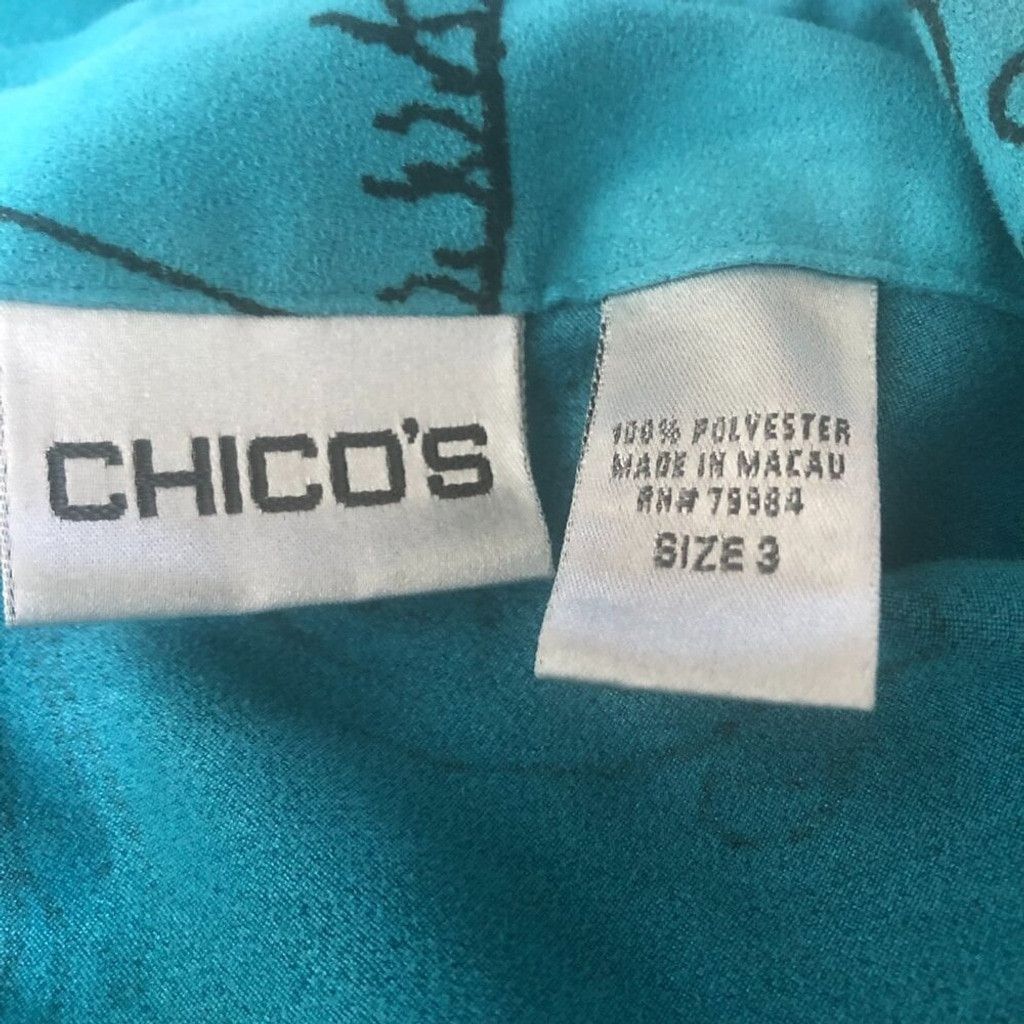 Chicos shirt teal aqua faux suede stick animal Avant Garde Sz L (3) Size L / US 10 / IT 46 - 8 Thumbnail