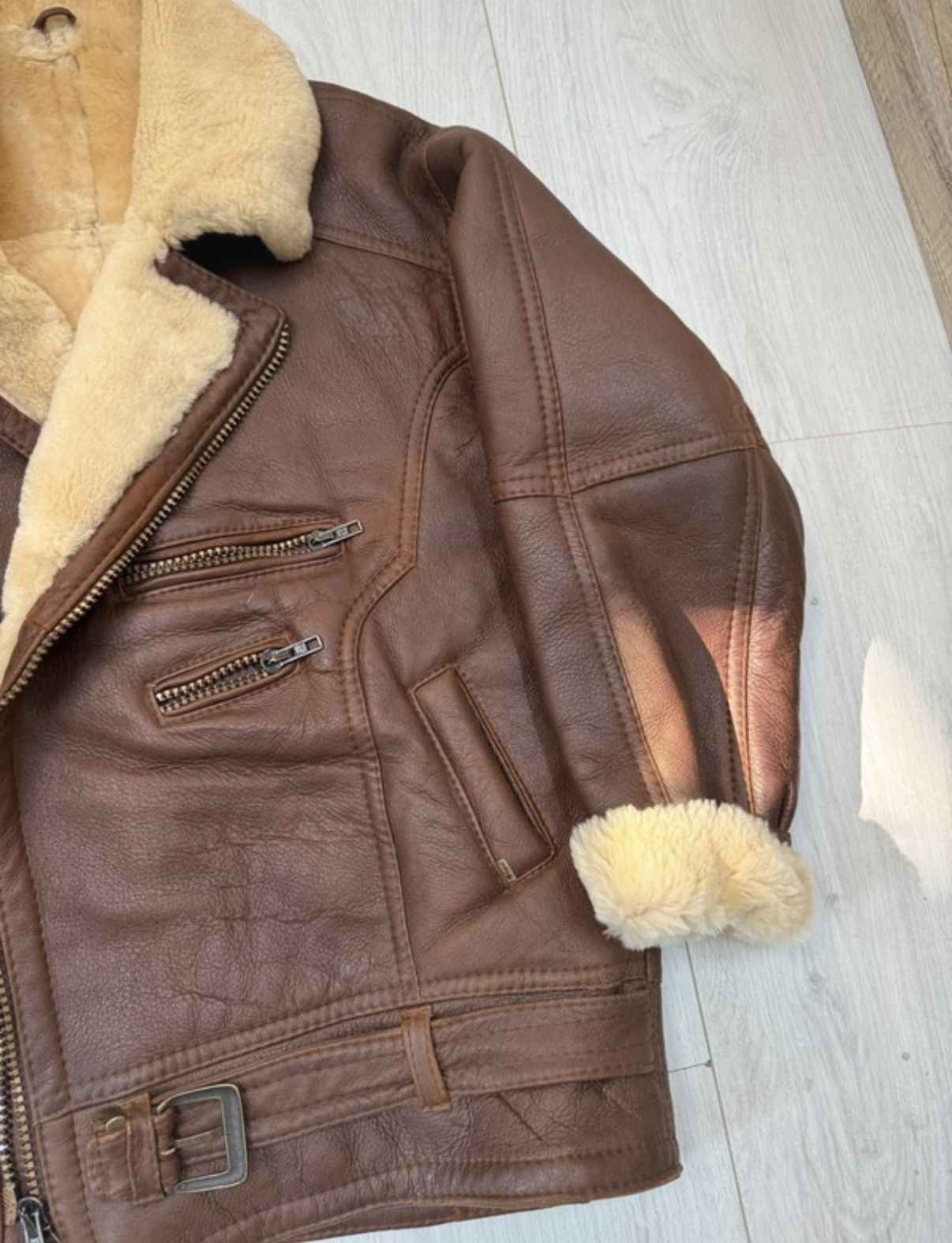 Vintage Russian Rybok Shearling Aviator Jacket Leather Pilot B-3 Size US XXL / EU 58 / 5 - 4 Thumbnail