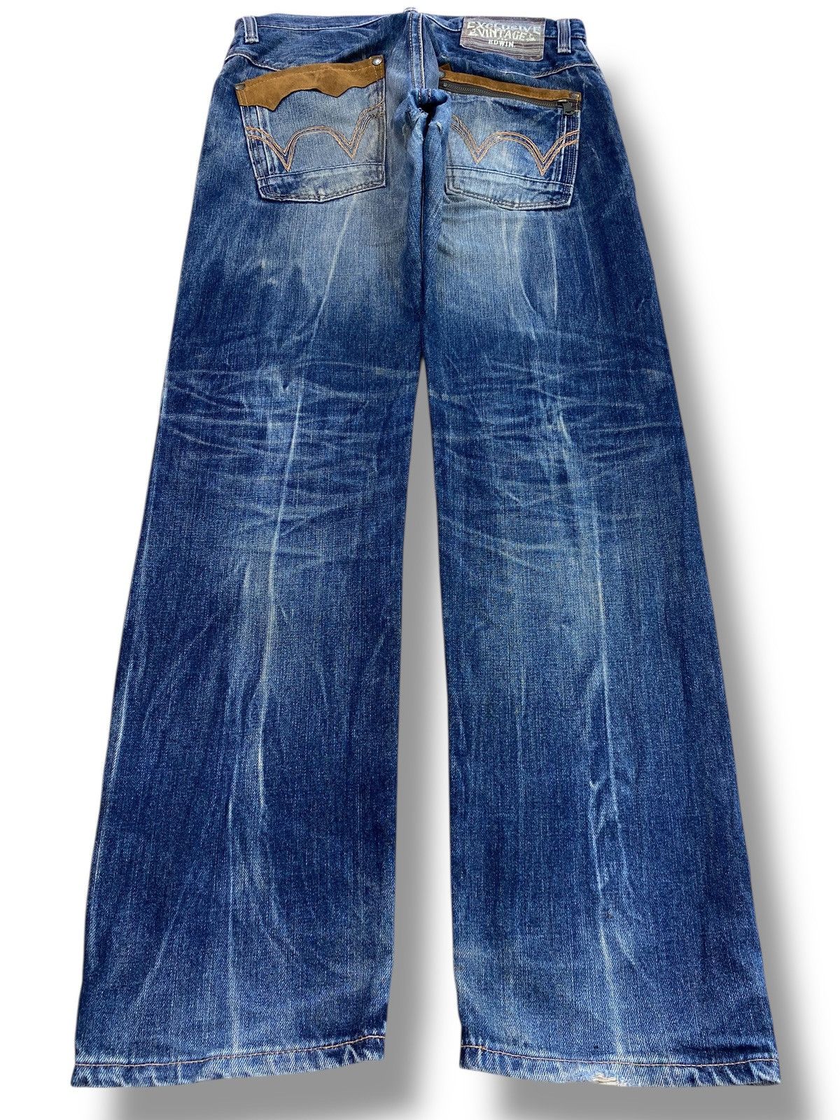 Edwin Edwin Vintage Mud Wash Whiskered Straight Leg Style Size US 33 - 3 Thumbnail