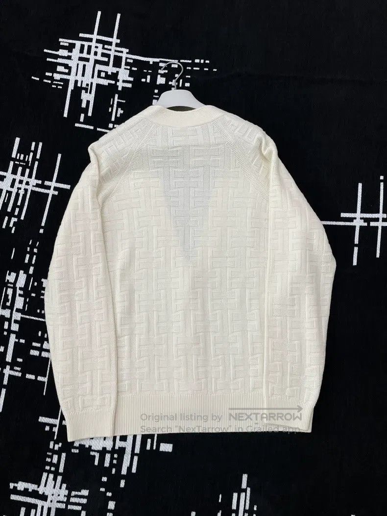 Hermes Hermes White Printed Logo Knit Open Cardigan Jacket with L Size XS / US 0-2 / IT 36-38 - 3 Thumbnail