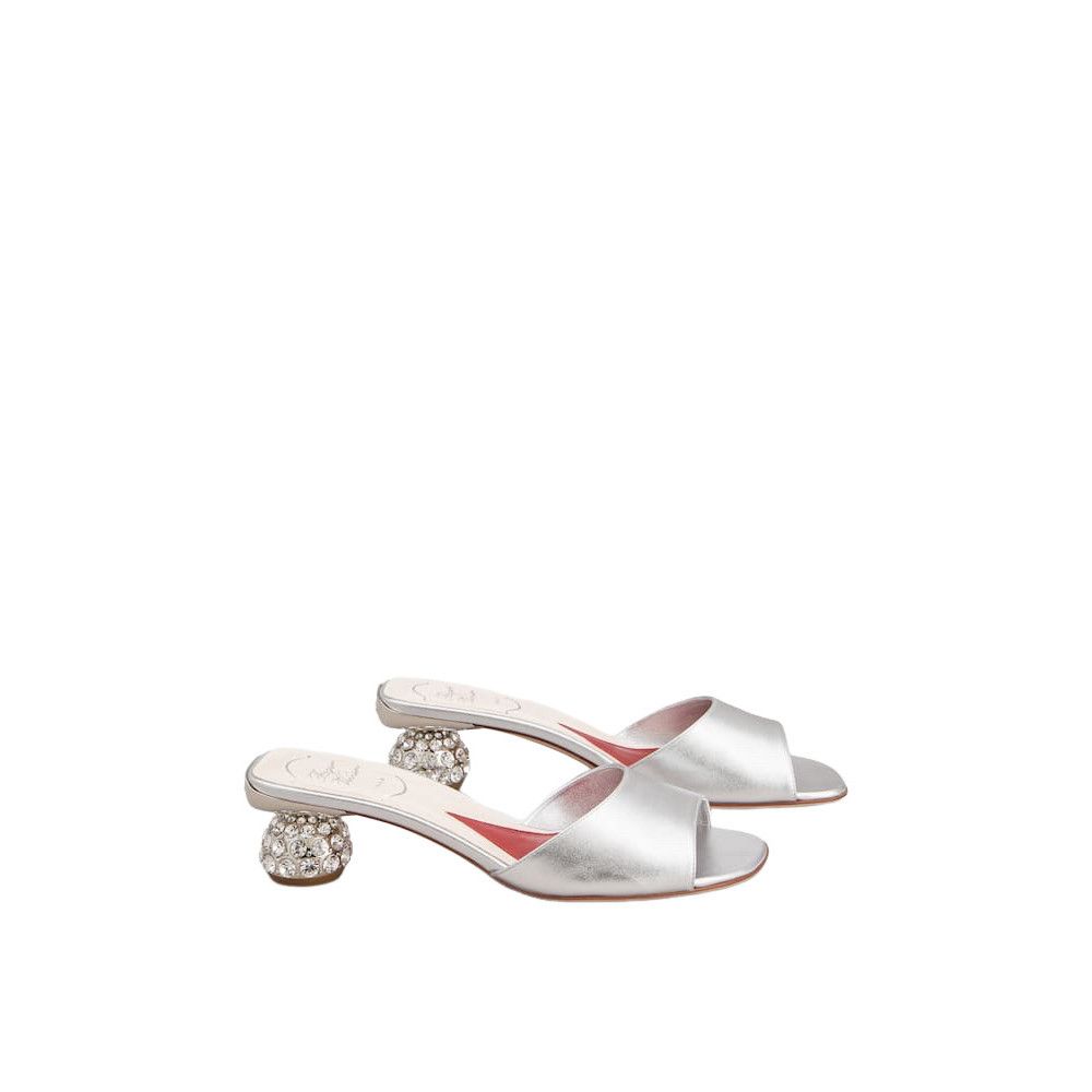 ROGER VIVIER $1195 Silver Jewel Heel And Nappa Leather 50mm