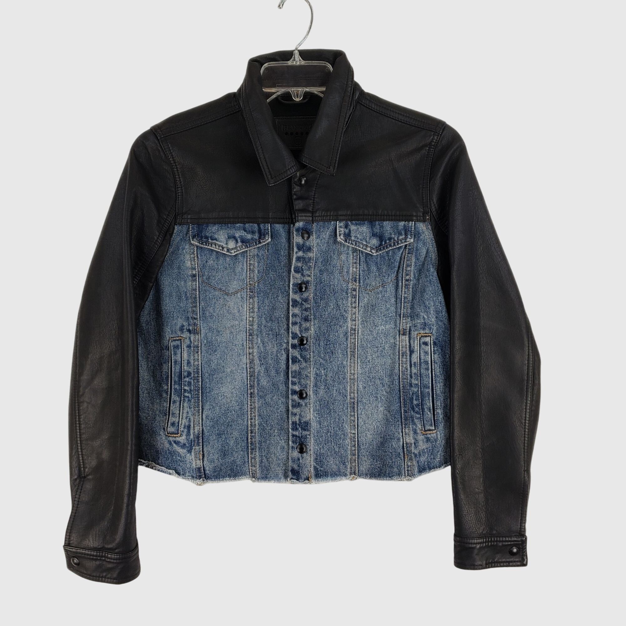 BLANKNYC BlankNYC Faux Leather And Denim Jacket - Black / Blue Jean W Size M / US 6-8 / IT 42-44 - 2 Thumbnail