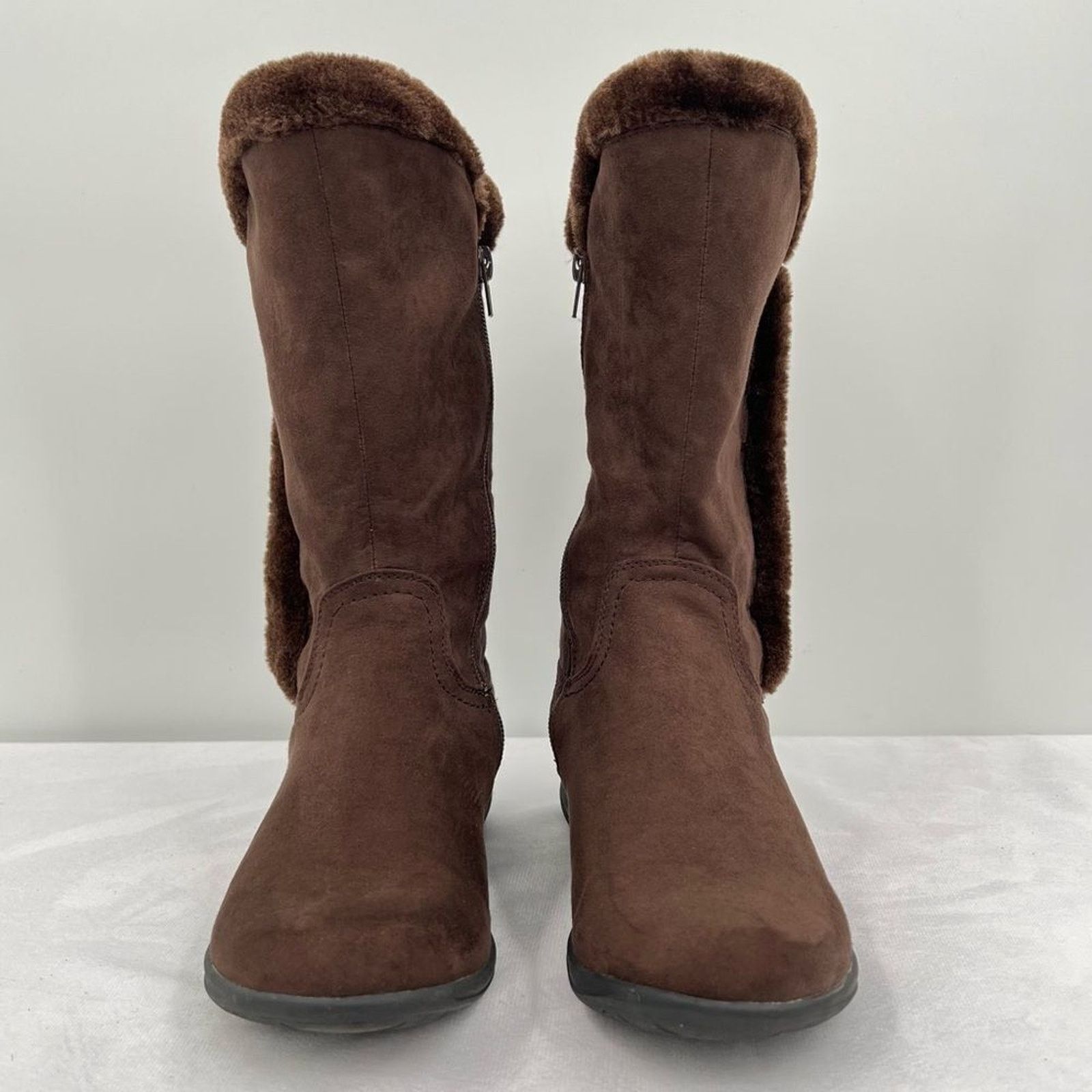 Bass Bass FlexStep Loretta Chocolate Brown Faux Suede Tall Zip Size US 7 / IT 37 - 3 Thumbnail