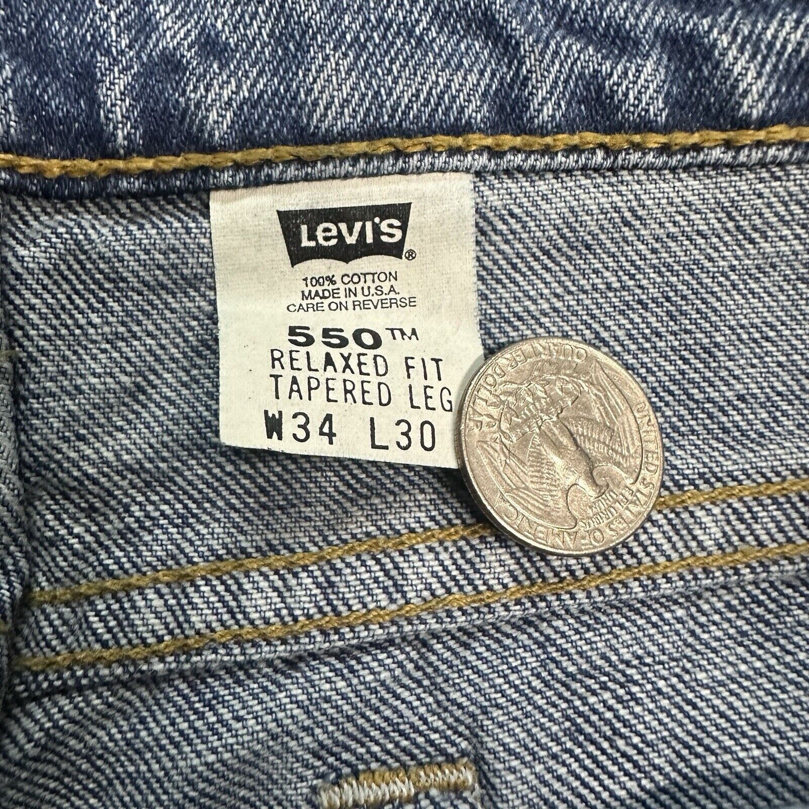 Levi's × Vintage NWT Vintage 90s Levi’s 550 Blue Loose Denim Jeans 34x30 NEW Size US 34 / EU 50 - 8 Thumbnail