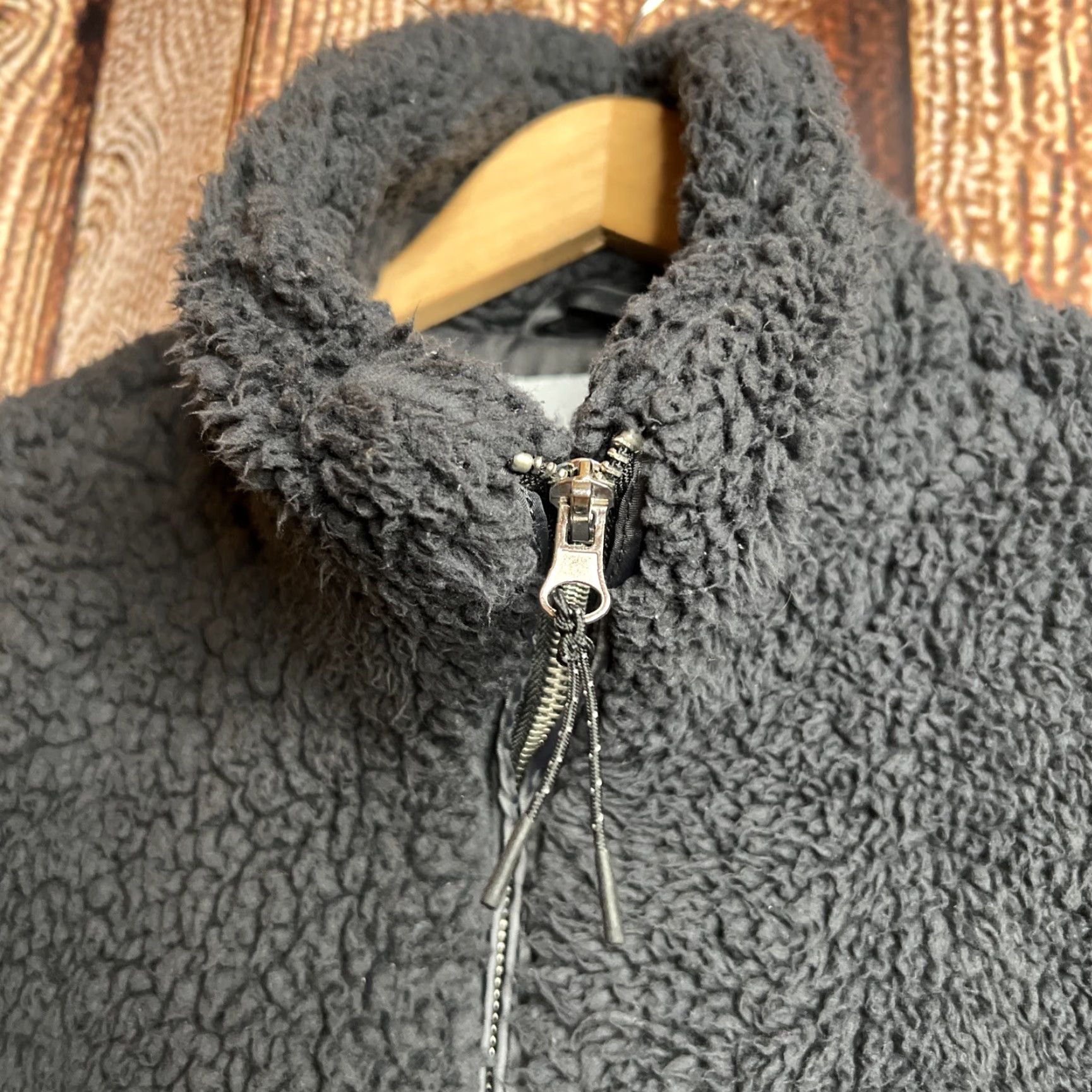 VINTAGE Urban Outfitters UO Oversized Sherpa Bomber Zip-Up Jacket M Gray Unisex Crew Coat Hoodie Mens Womens