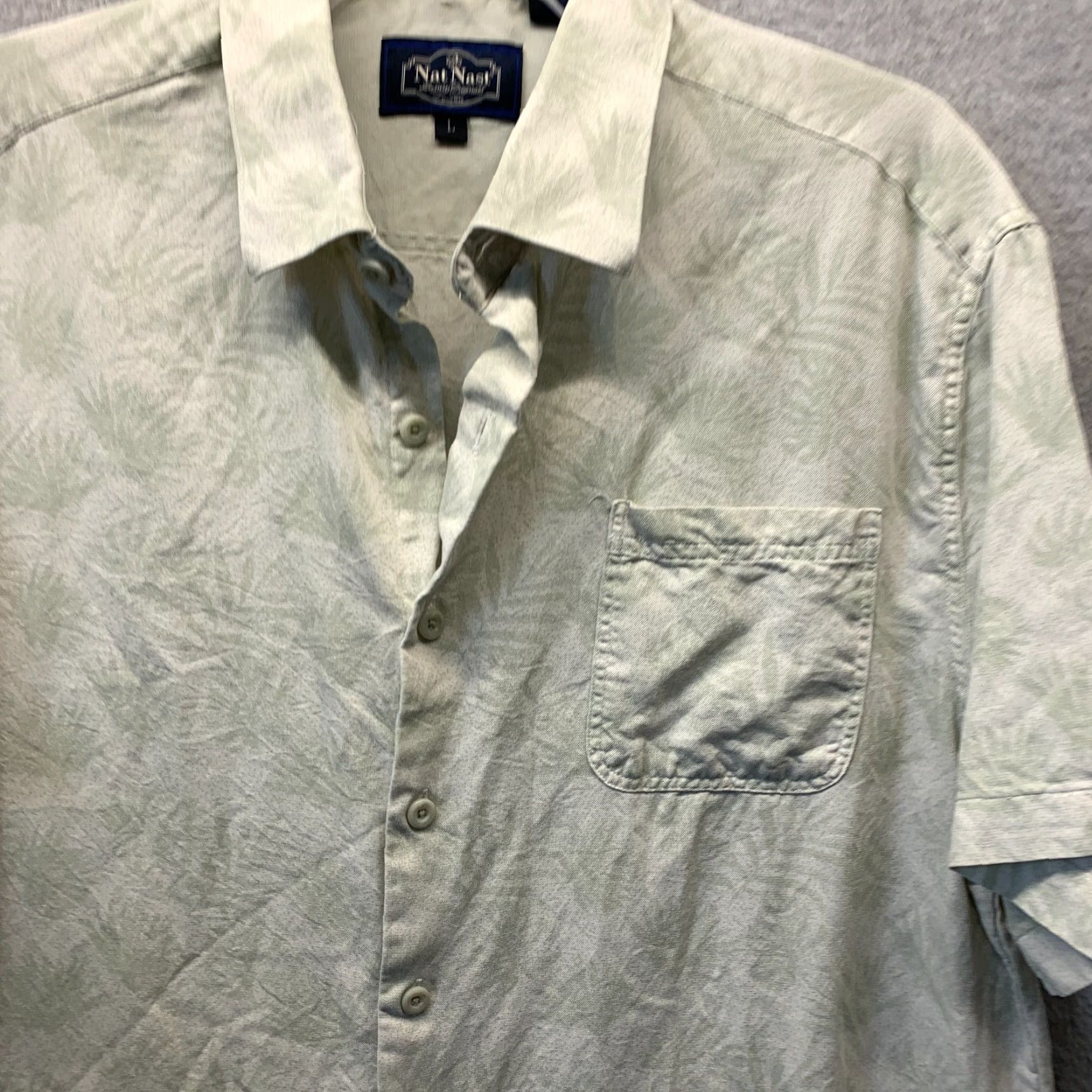 Nat Nast Nat Nast Shirt Adult Large Green White Floral Mens Silk Cotton 90s Hawaiian Shirt Size US L / EU 52-54 / 3 - 3 Thumbnail