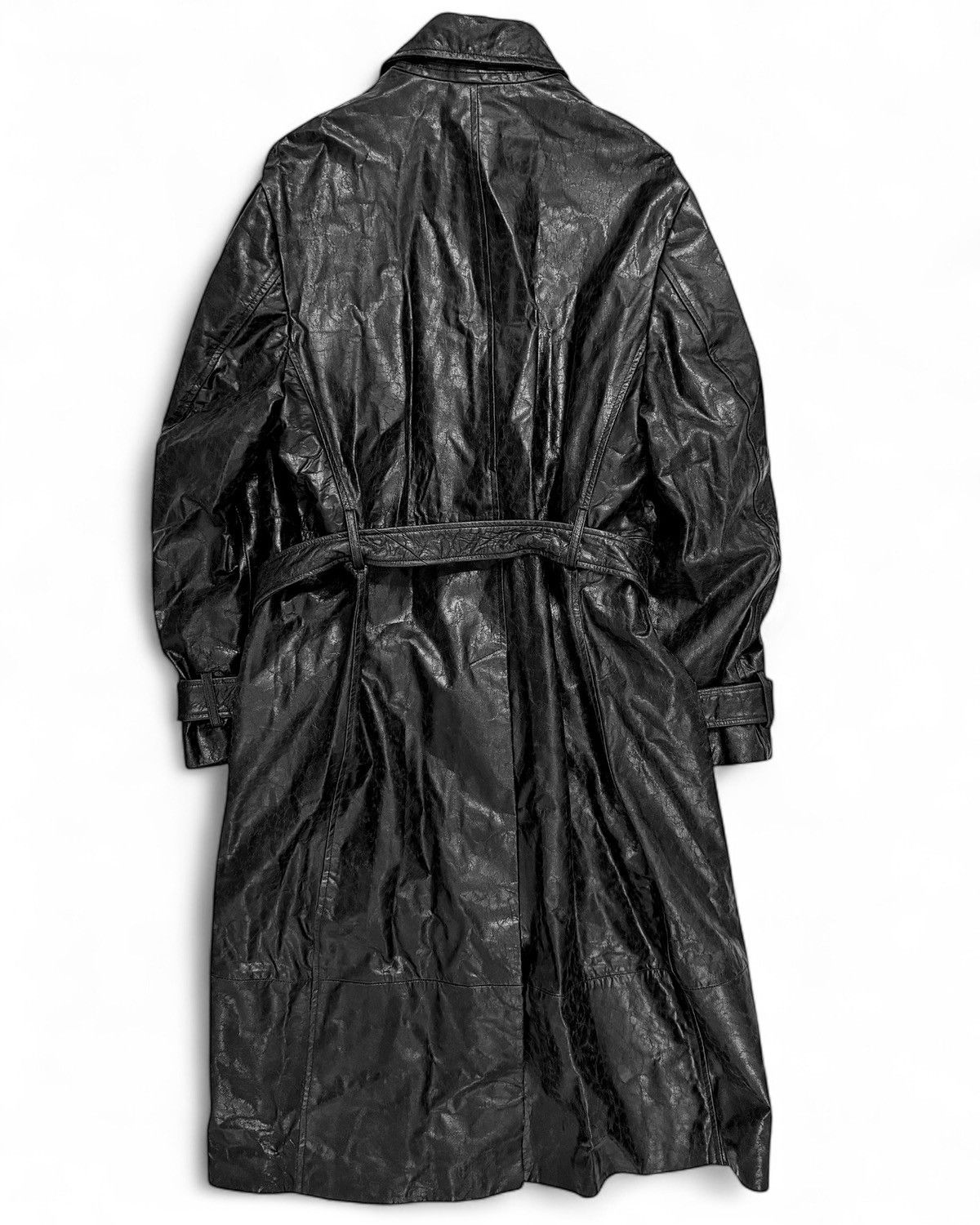424 RARE 2024 Distressed Paper Effect Leather Trench Coat Size US M / EU 48-50 / 2 - 4 Thumbnail