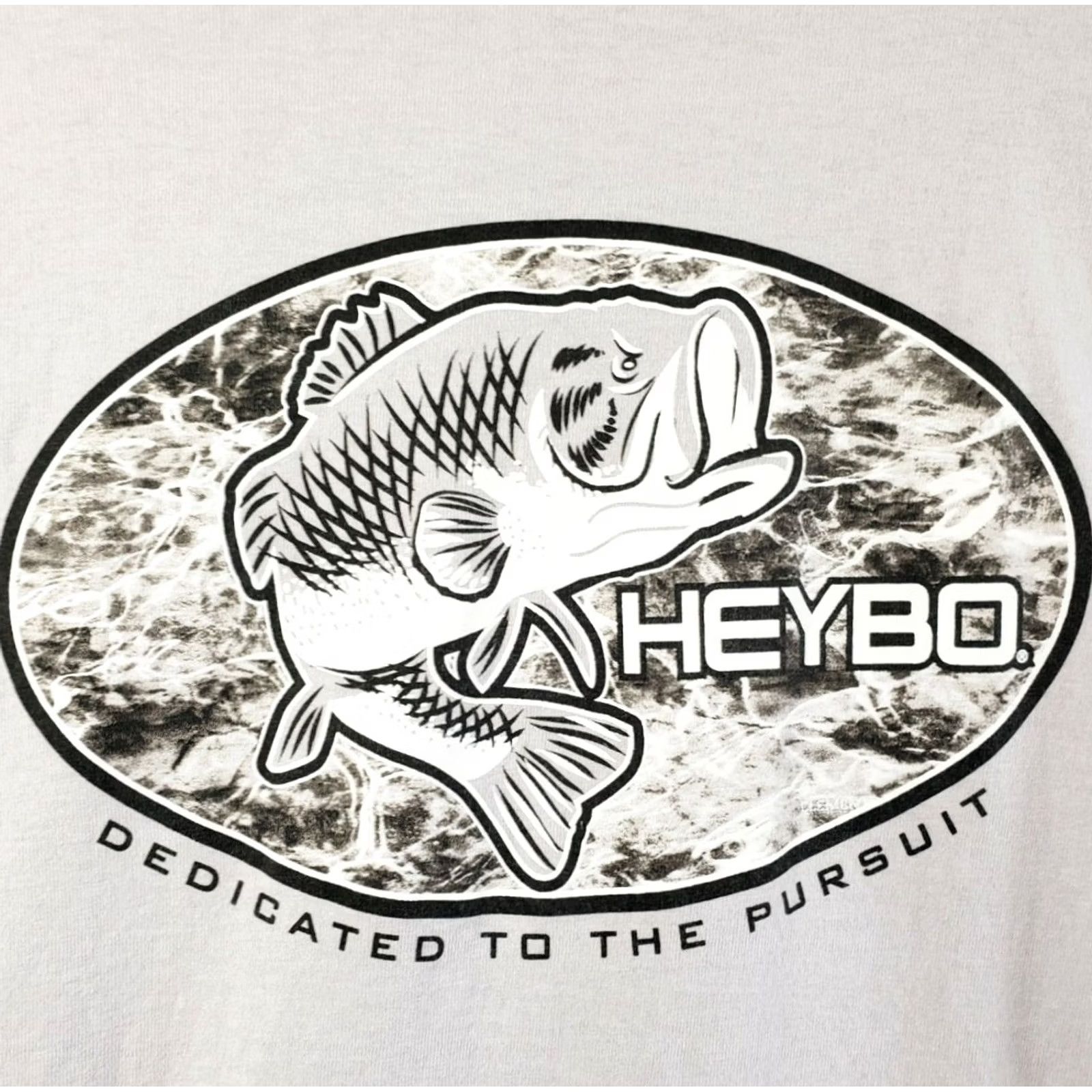Vintage Heybo “Dedicated To The Pursuit” Largemouth Bass Men's T-Shirt XL Gray S. Sleeve Size US XL / EU 56 / 4 - 7 Thumbnail