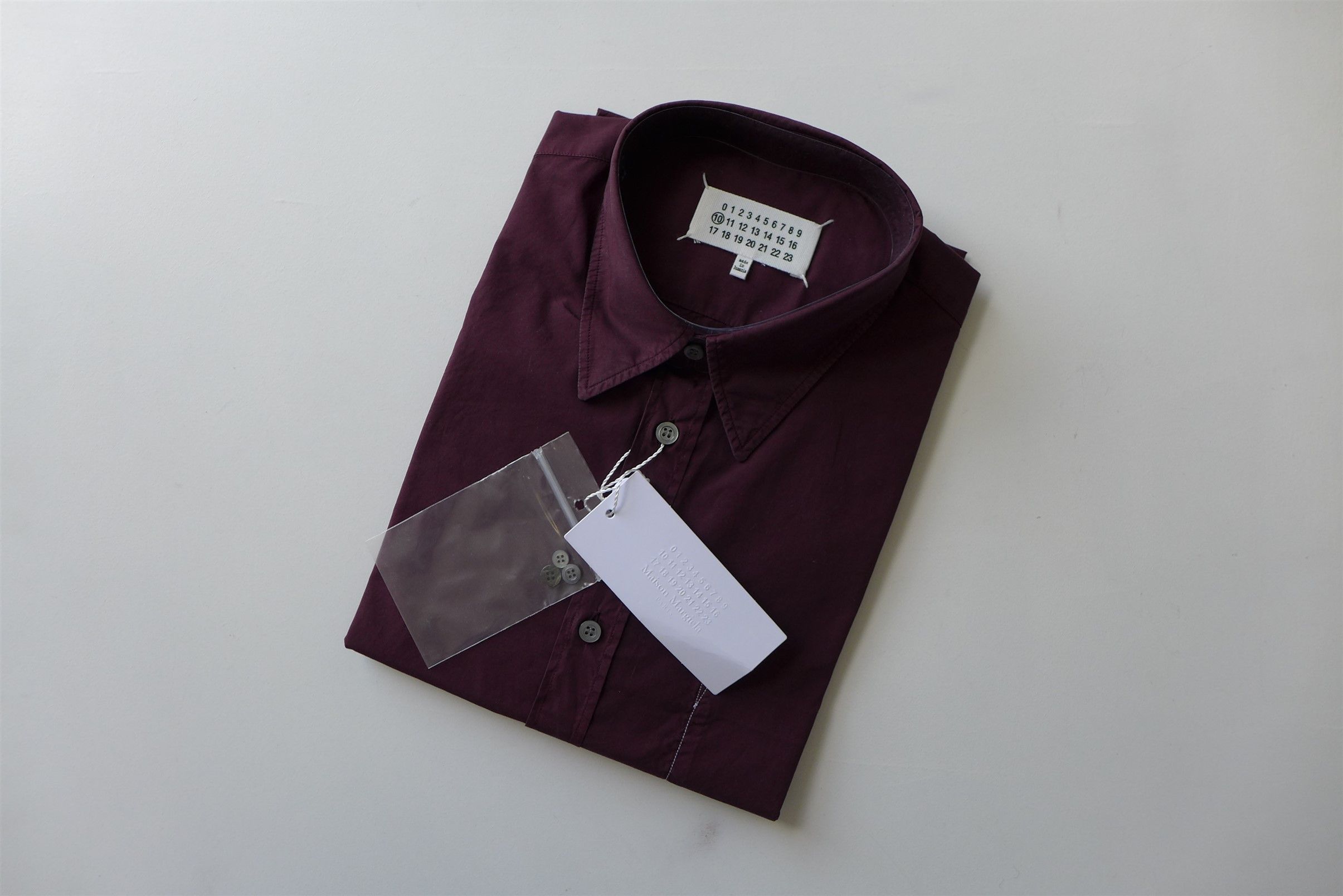 Maison Margiela Margiela Faux Pocket Shirt - Burgundy Cotton Size US L / EU 52-54 / 3 - 1 Thumbnail