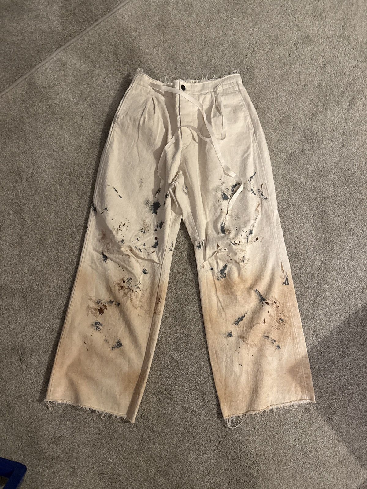 Individual Sentiments Cream Paint trousers Size US 33 - 1 Thumbnail