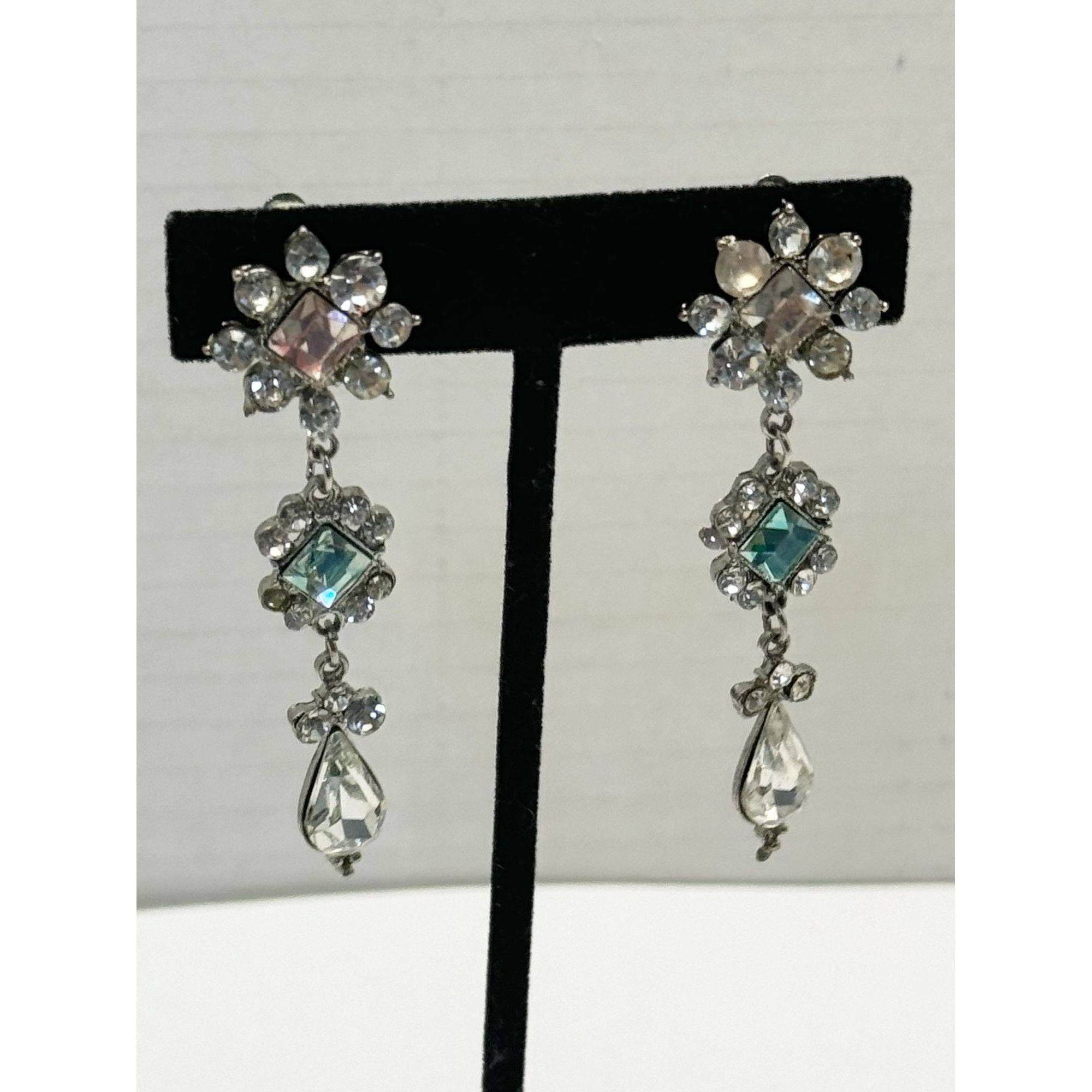 Vintage Vintage rhinestone drop dangle earrings Size ONE SIZE - 2 Thumbnail