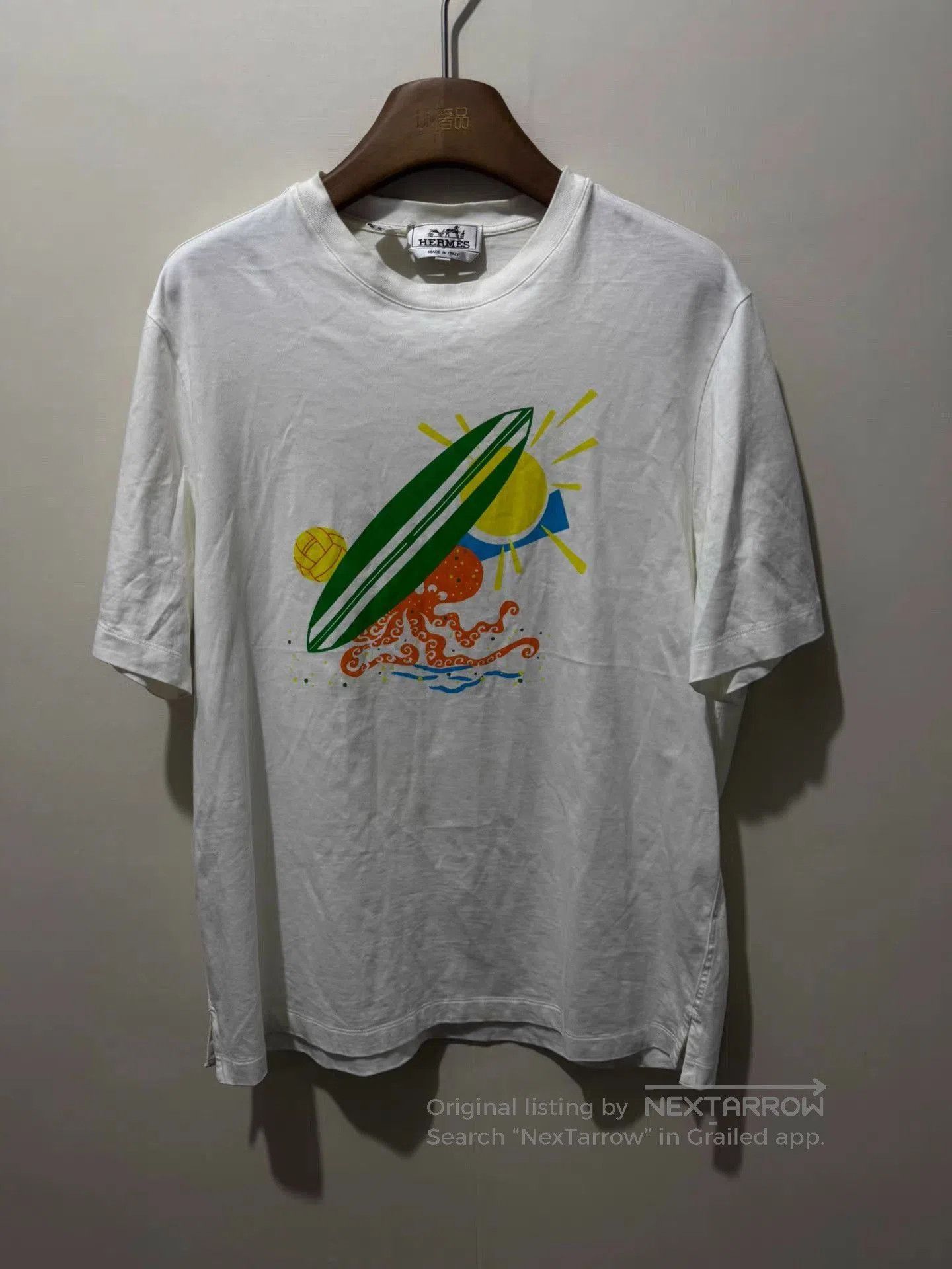 Hermes White Graphic Short Sleeve T-Shirt. Size US M / EU 48-50 / 2 - 1 Thumbnail