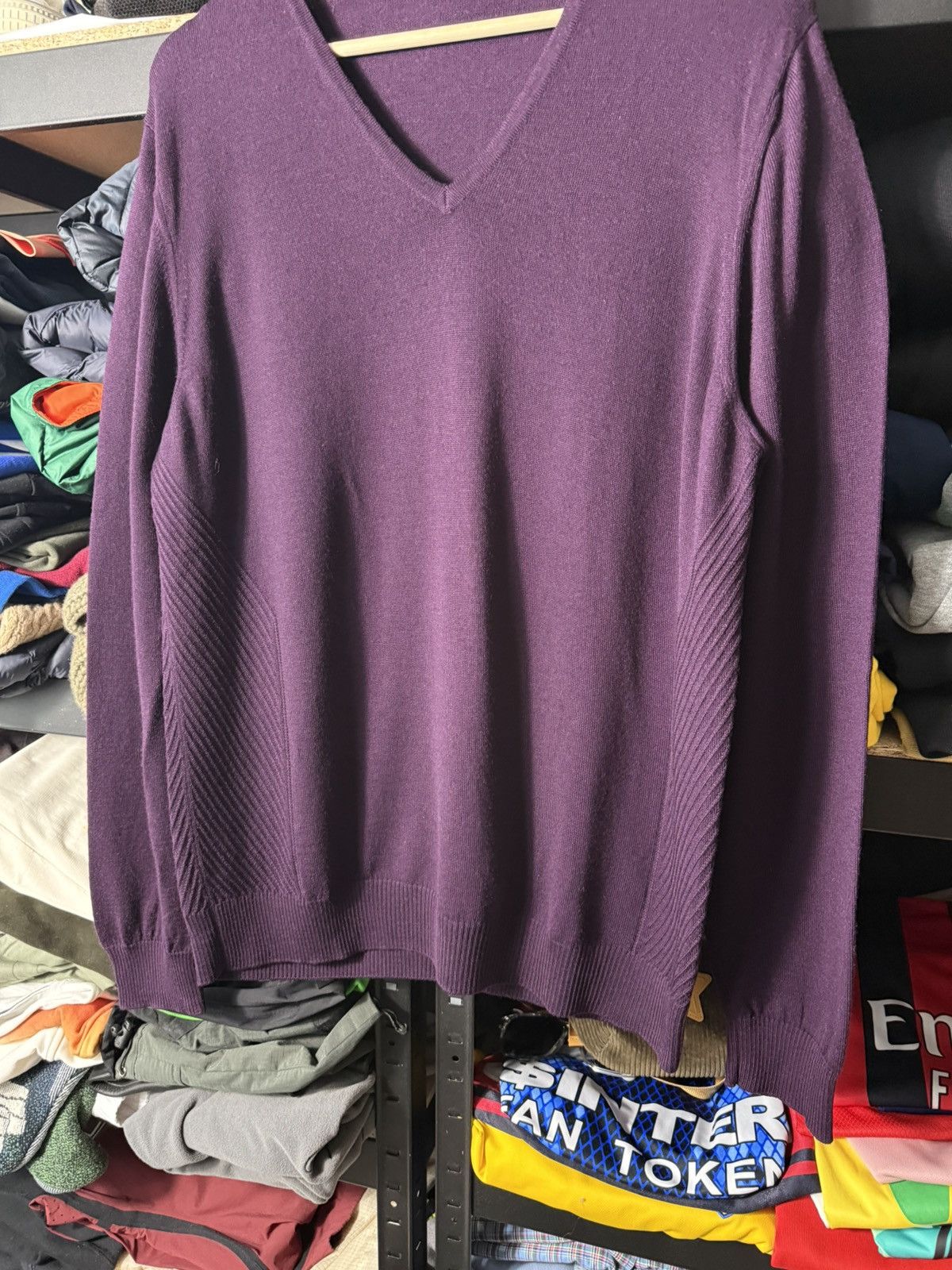 Porsche Design Porsche Design Wool Sweater V Neck Purple Mens Italy luxury Size US L / EU 52-54 / 3 - 3 Thumbnail