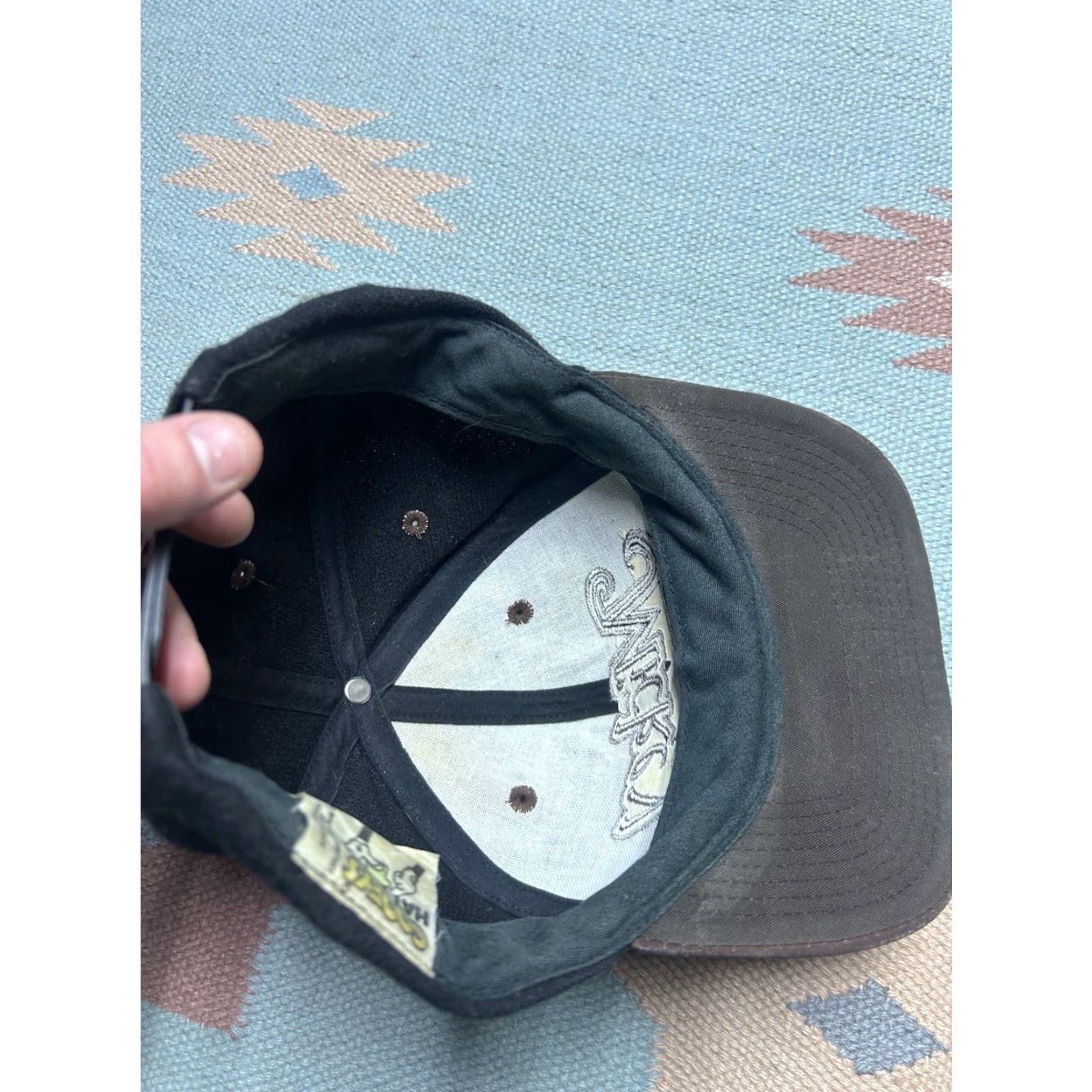 Mickey Unlimited VINTAGE Mickey Unlimited Snapback Hat Cap Mickey Mouse Wool Leather Brim Black Cartoon Spell Out Adjustable Men Size ONE SIZE - 7 Thumbnail