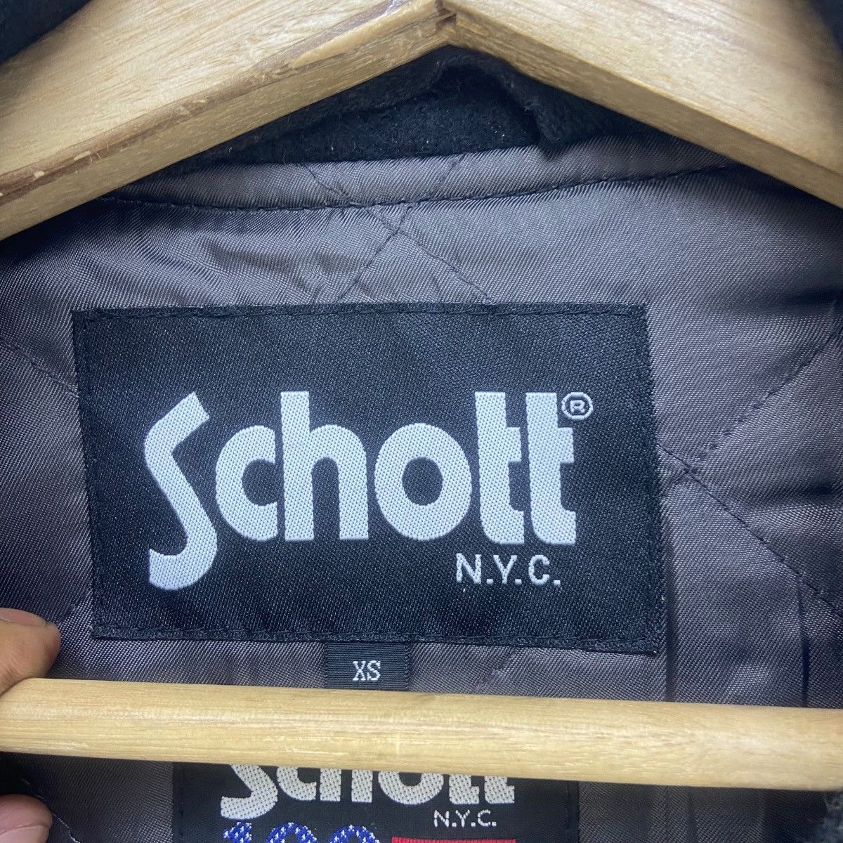 Schott Schott Double Collar Biker Wool Jacket Size US XXS / EU 40 - 19 Thumbnail