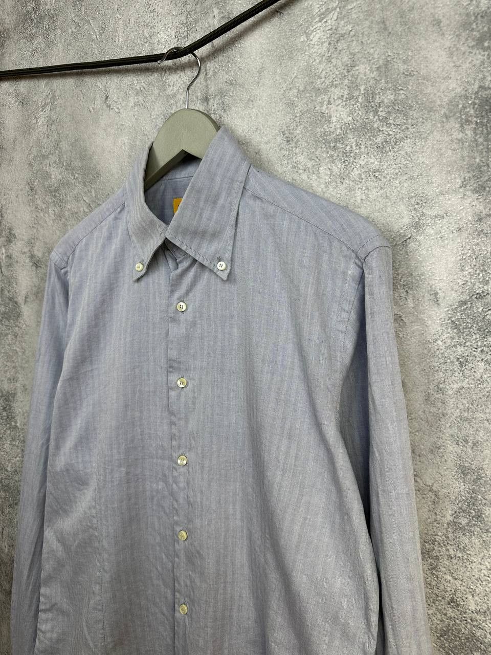 Romeo Gigli Romeo Gigli Milano Slim Fit Button-Up Shirt Light Gray/Blue Size US XL / EU 56 / 4 - 5 Thumbnail
